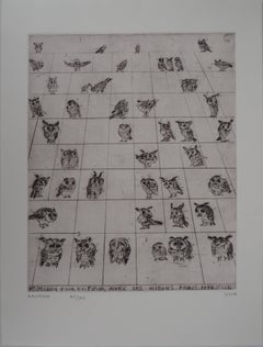  To Finish with the Owls - Original handsigned etching, Ltd 90 copies