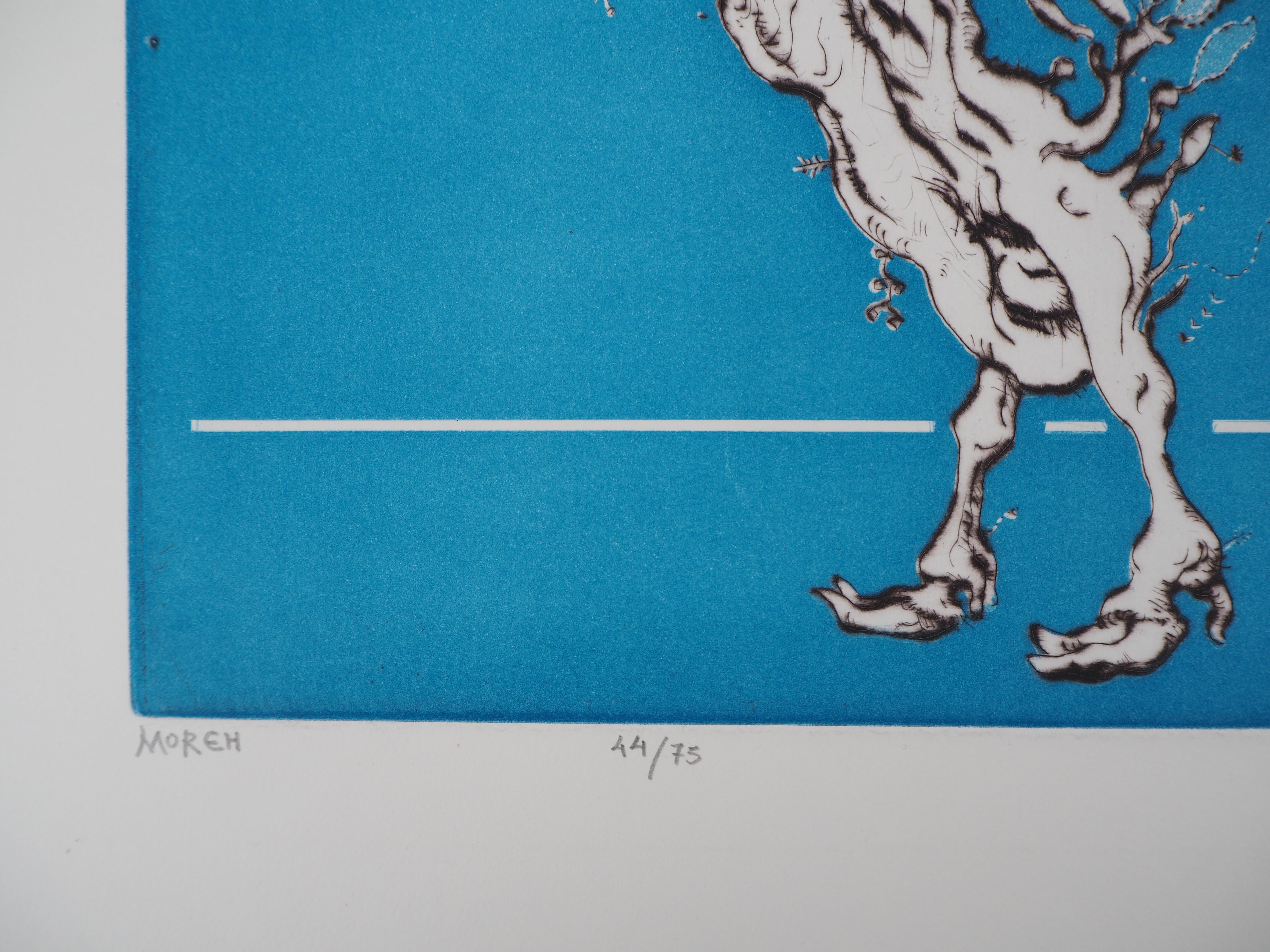 Mordecaï Moreh (1937-)
Die pflanzliche Kuh

Original Radierung und Aquatinta
Handsigniert mit Bleistift
Nummeriert / 75 Exemplare 
Auf Pergament BFK Rives 45 x 56 cm (ca. 17,7 x 22 inch)

Ausgezeichneter Zustand