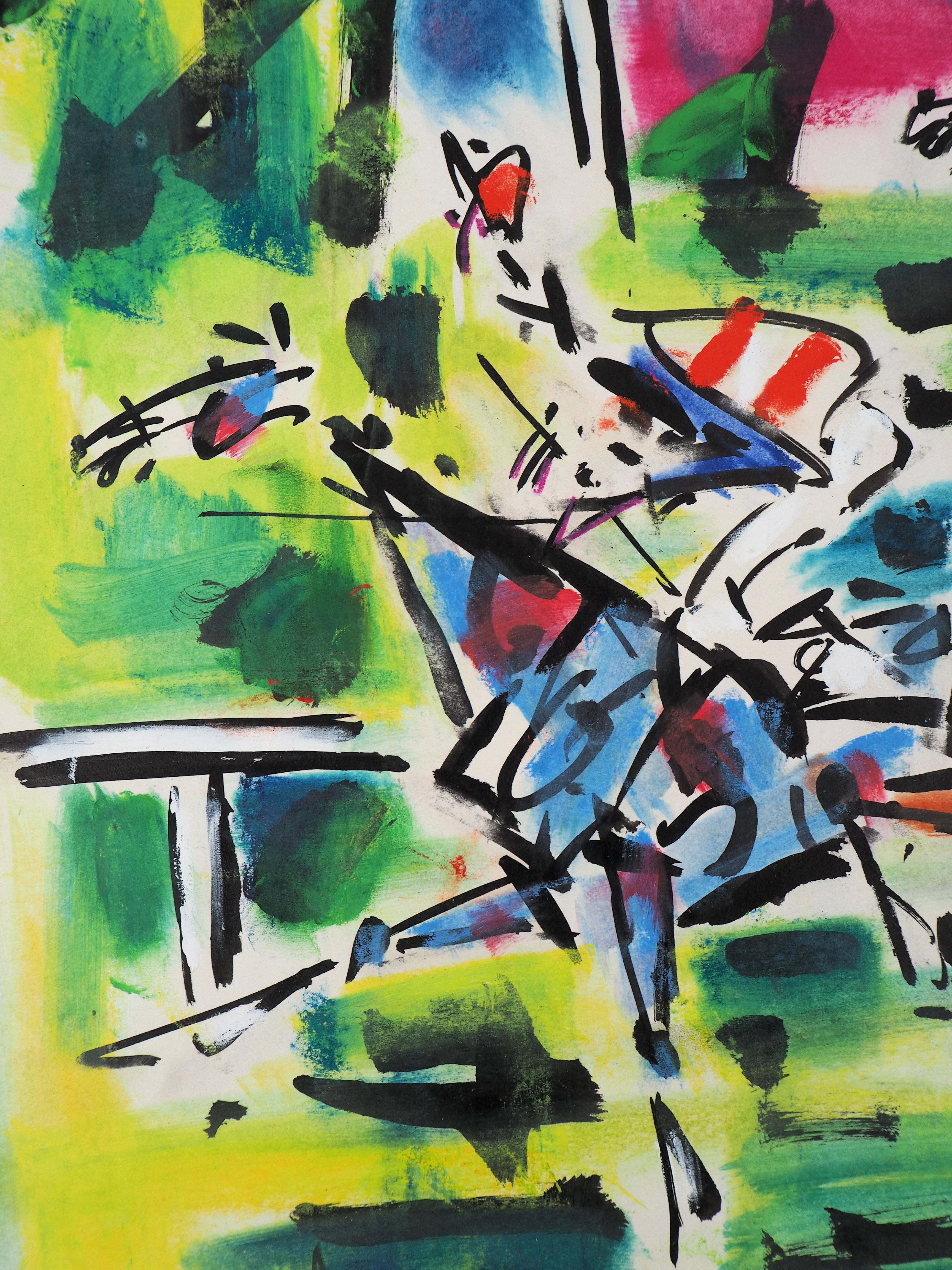 The Horse Race - Original handsigned gouache and watercolor 2