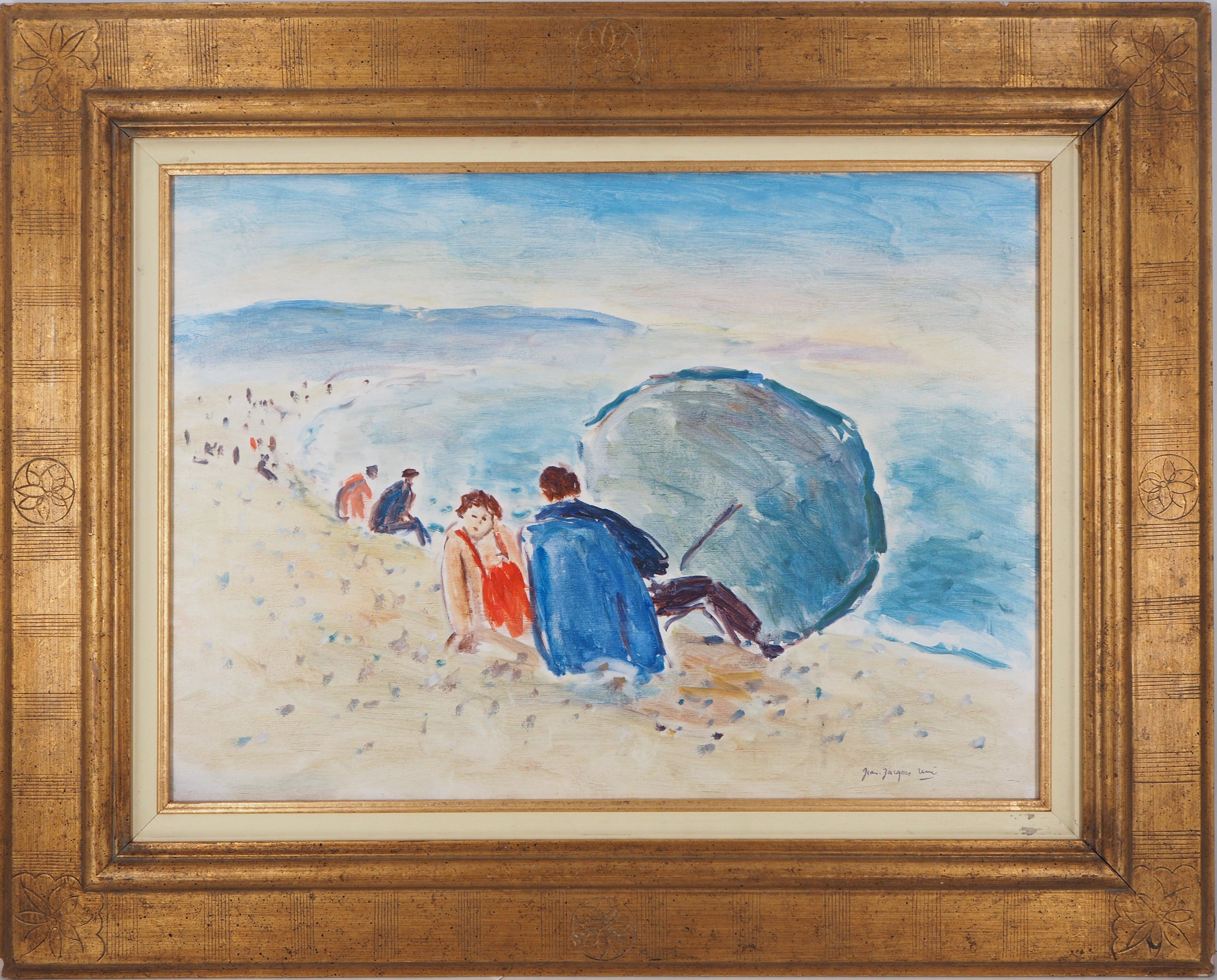 Figurative Painting Jean Jacques Rene - Normandie : Jour de soleil à Dieppe - Huile sur toile originale,  Signé par Hansigned