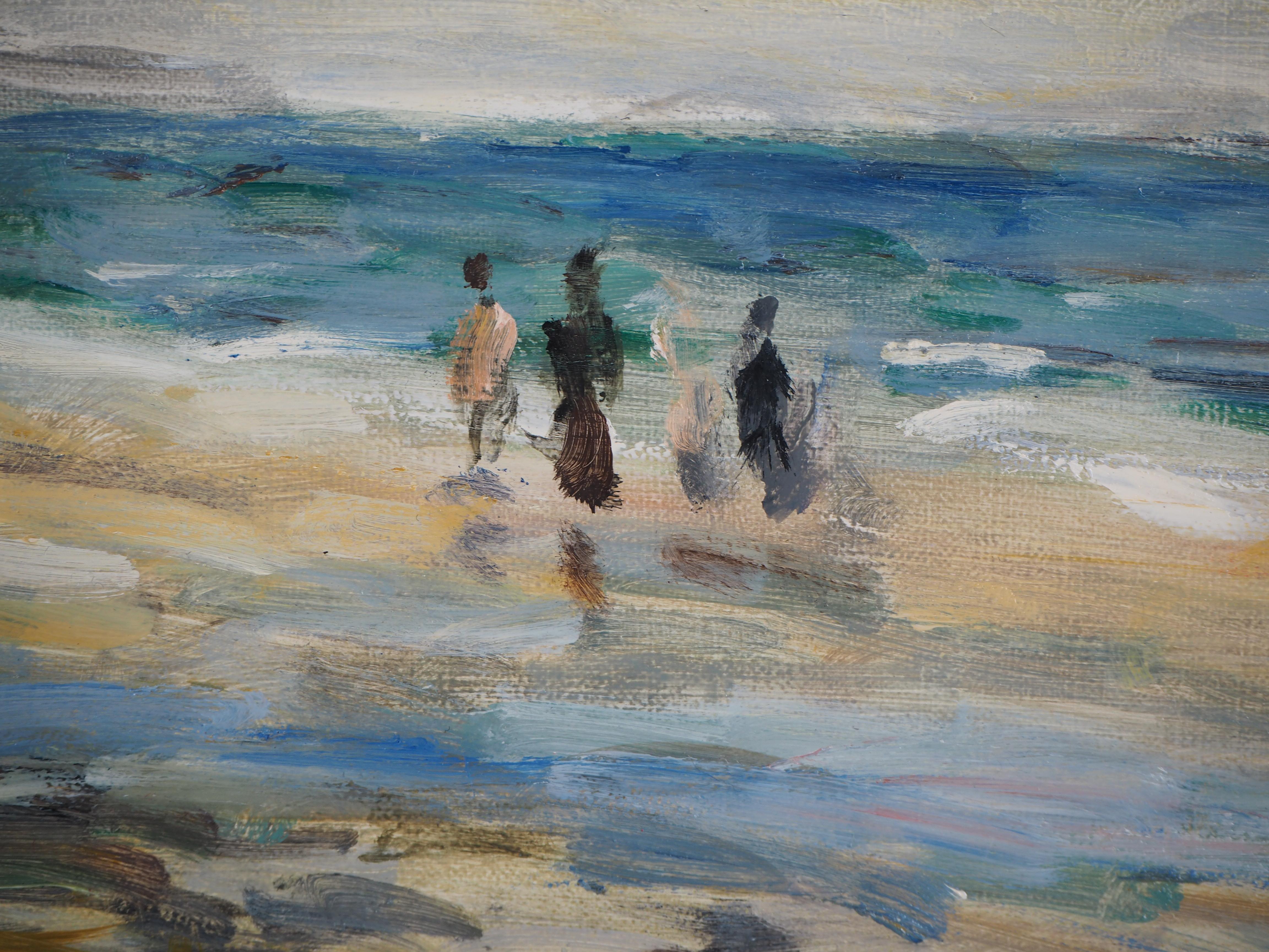 Normandy : Boy on the Beach - Huile sur toile signée en vente 2