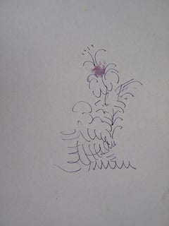 Flor - Dibujo original en tinta y acuarela