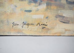 Seascape : Animated Beach in Normandy - Oil On Canvas Hansigned