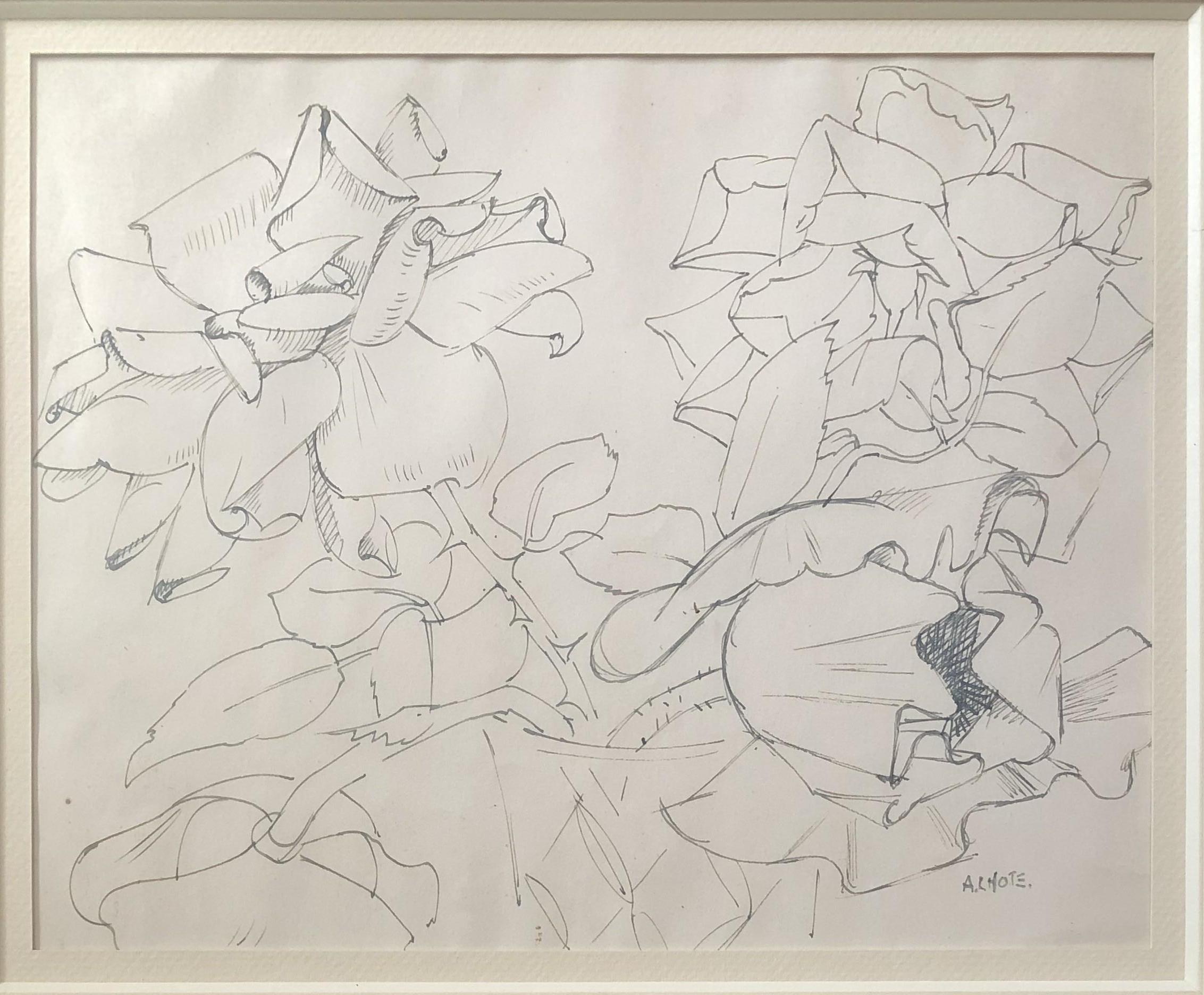 André Lhote Still-Life - Flowers Composition - Original Ink and Pencil Drawing Handsigned