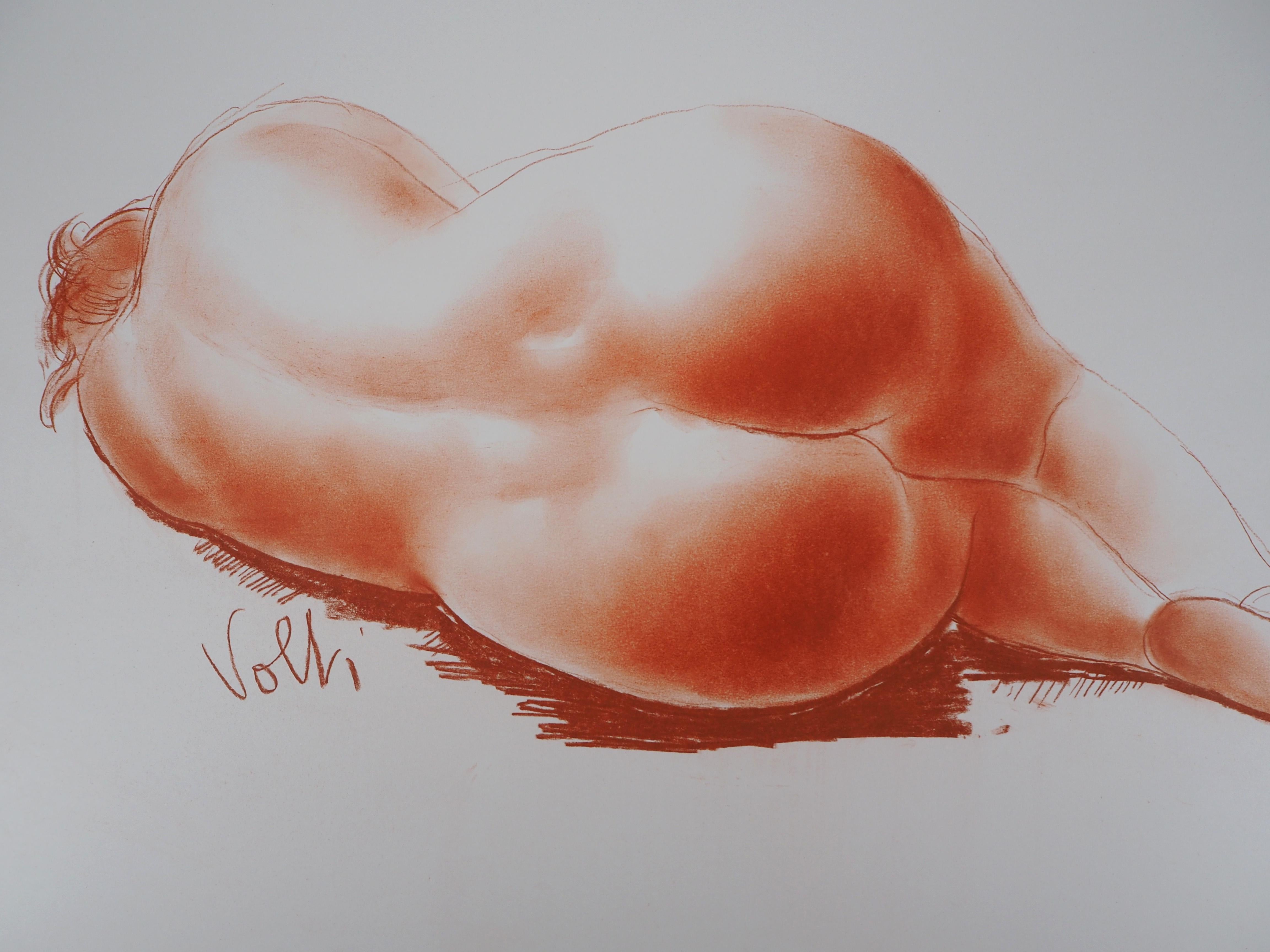 Reclining Nude - Original handsigned drawing in sanguine 1