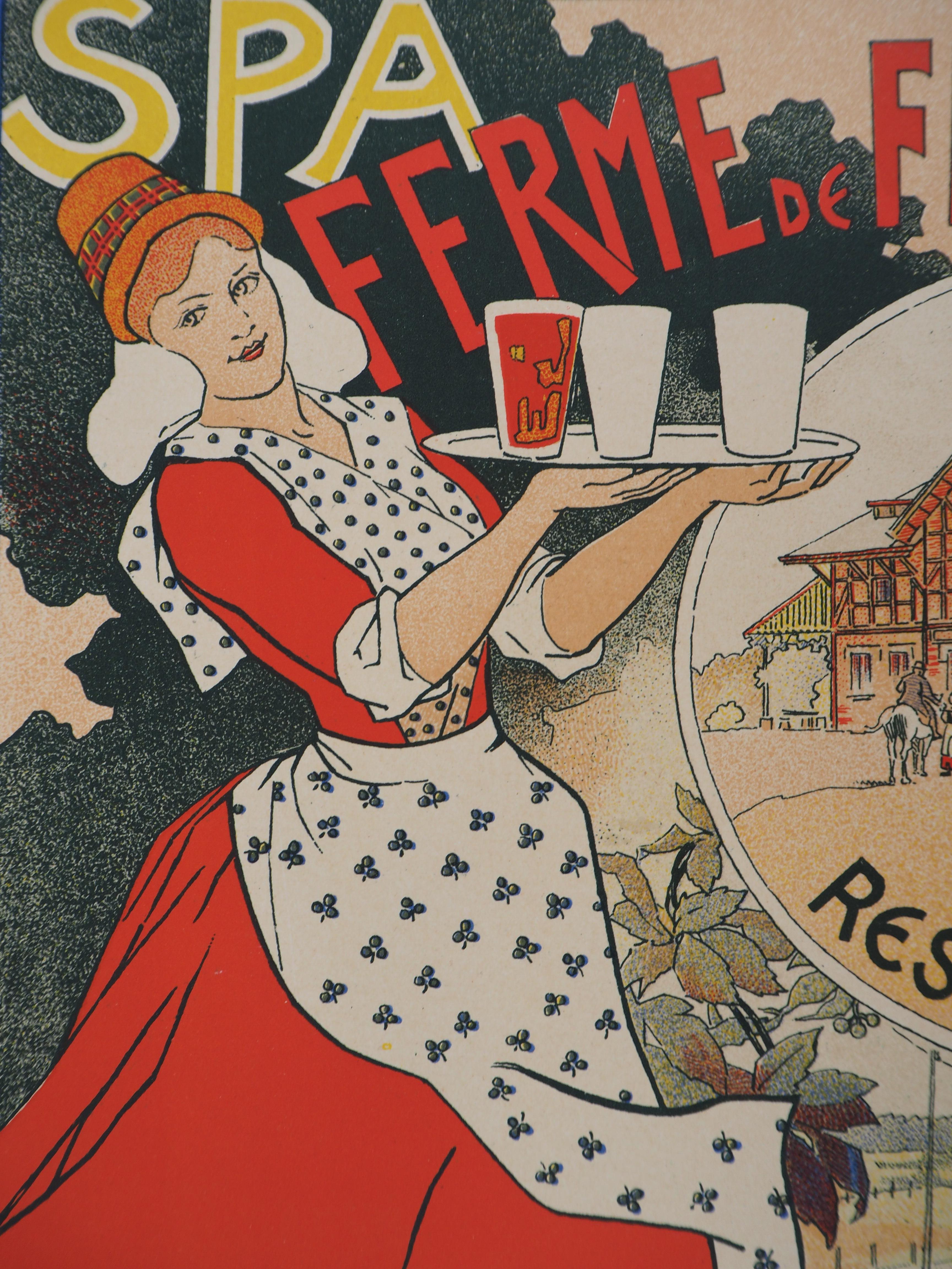 Edouard DUYCK & Adolphe CRESPIN
Kellnerin, die belgisches Bier bringt, 1895

Lithographie
Gedruckte Unterschrift auf der Platte
Auf Vellum 
Größe 39 x 29 cm (ca. 15,3 x 11,4