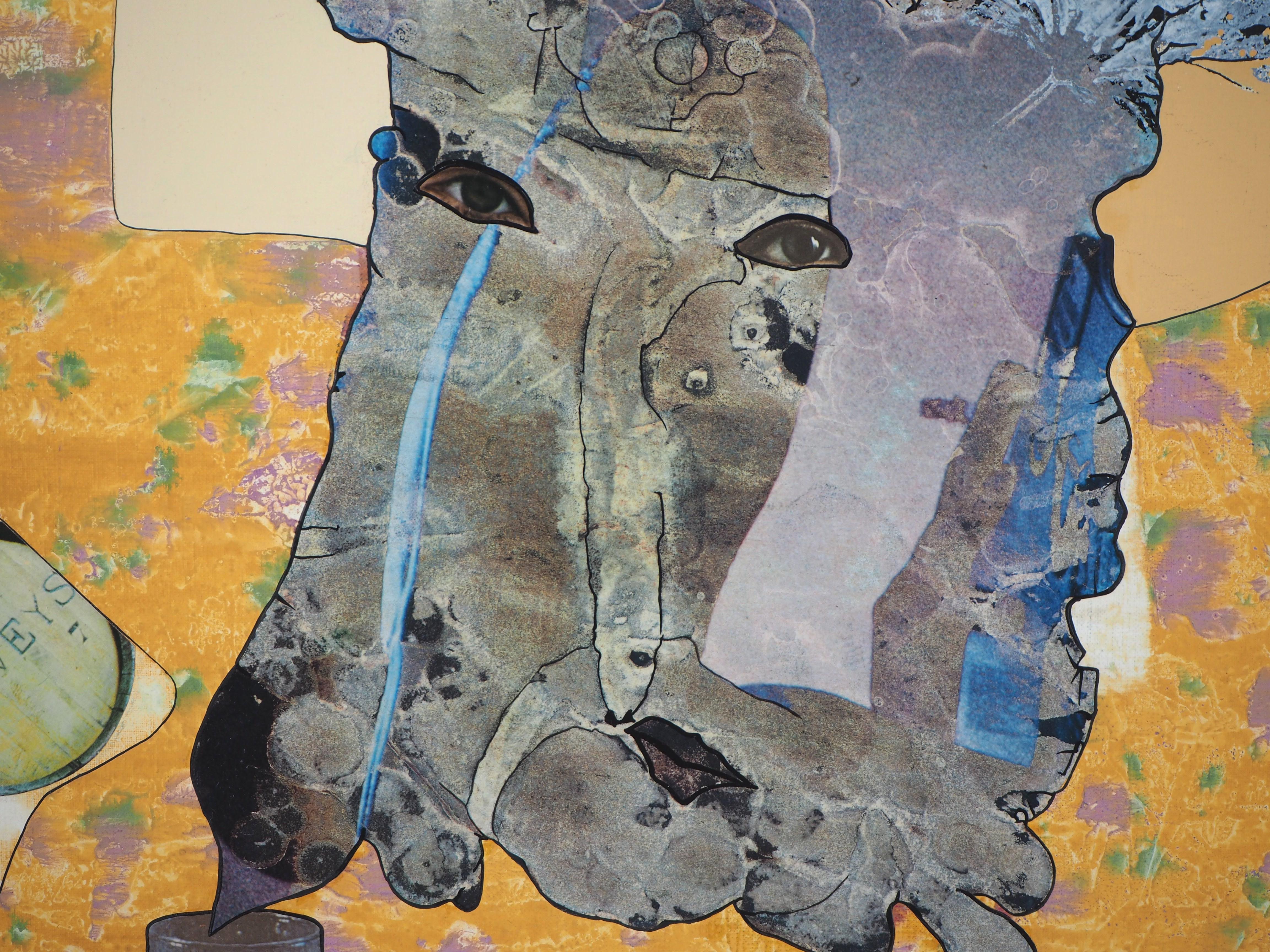 Portrait of Dylan Thomas - Abstract Painting by Jean-Pierre VIELFAURE