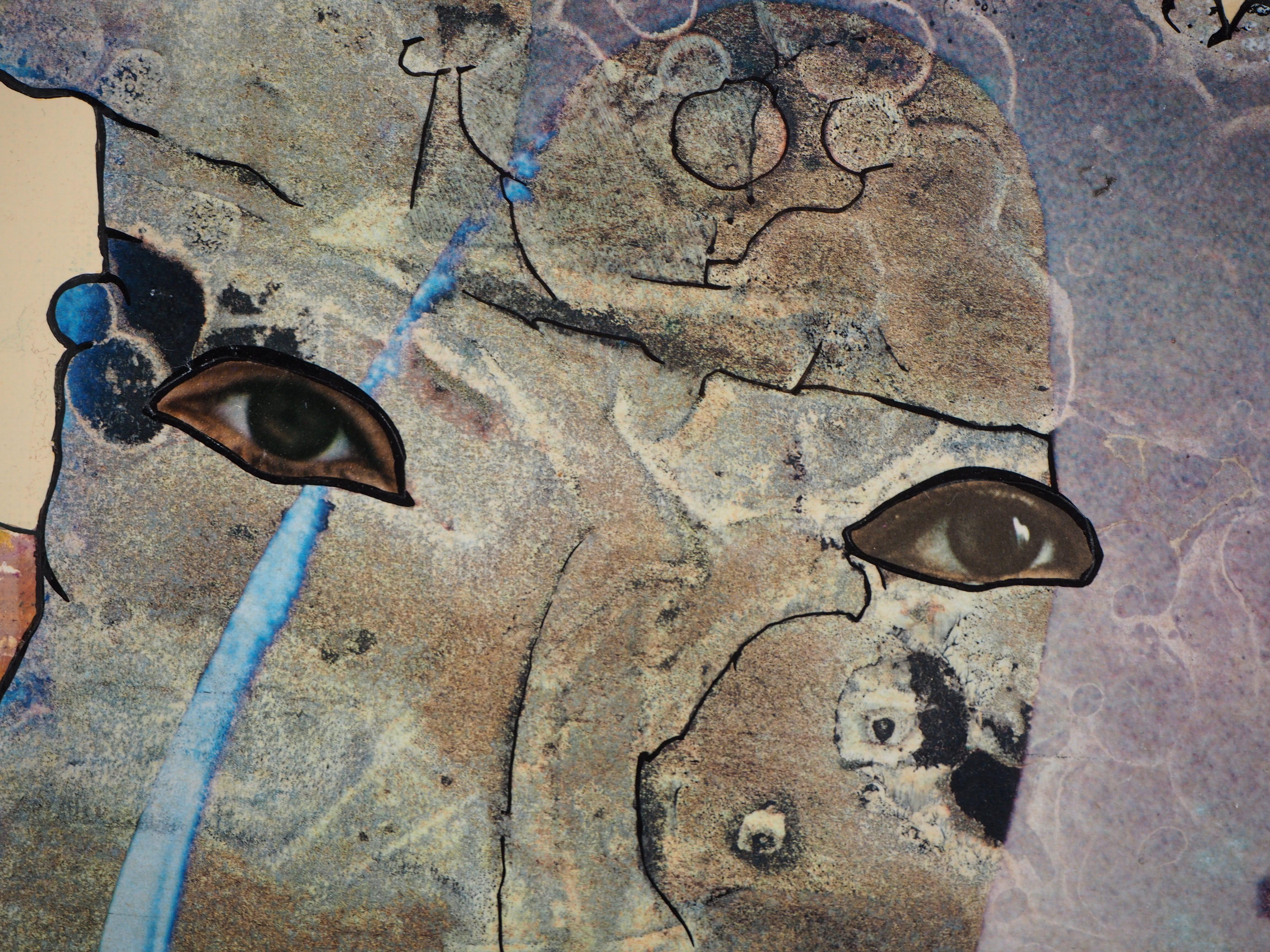 Portrait of Dylan Thomas - Brown Abstract Painting by Jean-Pierre VIELFAURE