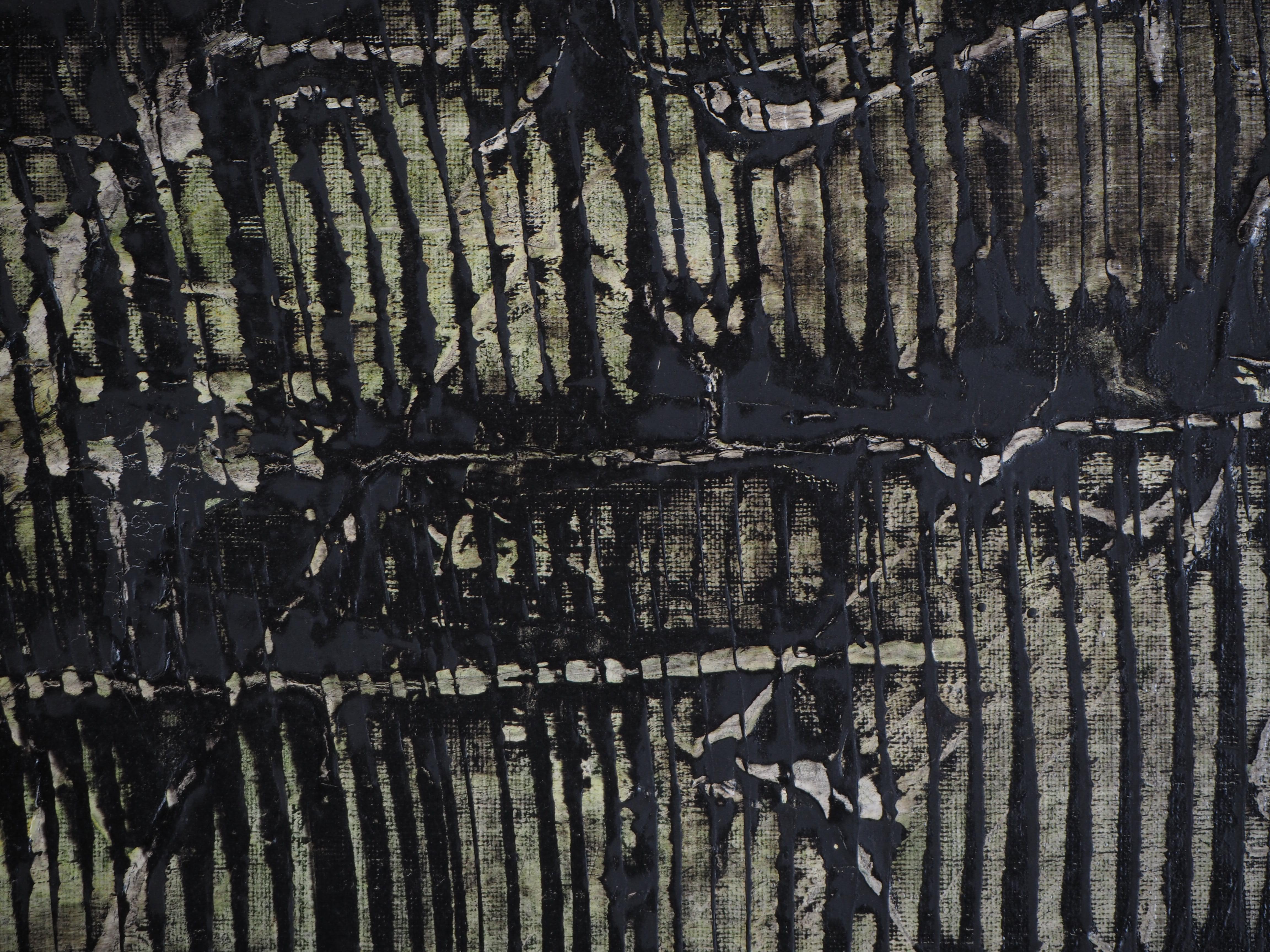 The Secret Nothingness - Original oil on canvas, Handsigned - Black Abstract Painting by Jean-Pierre VIELFAURE