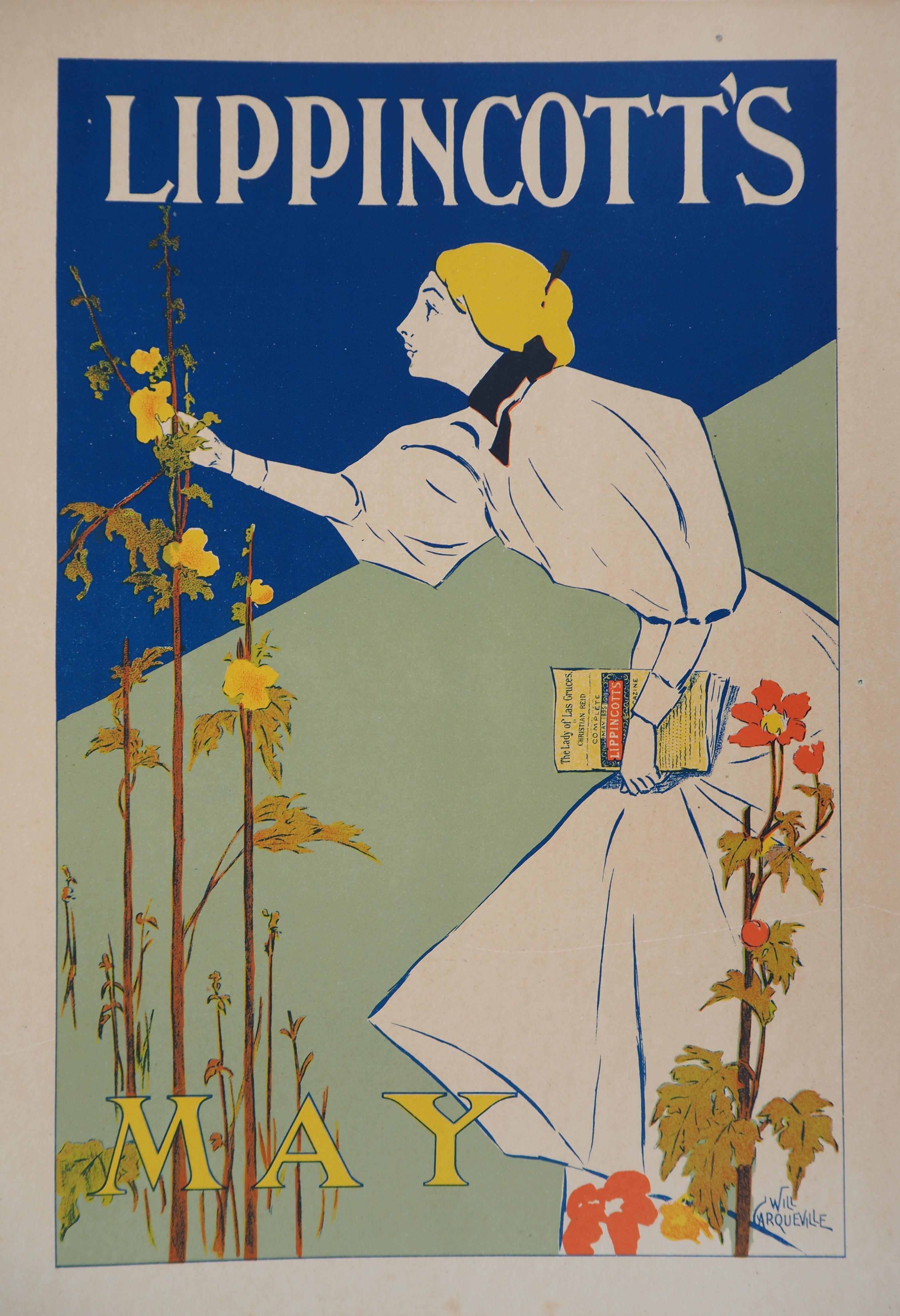 Woman Picking Flowers - Lithograph (Les Maîtres de l'Affiche), 1895