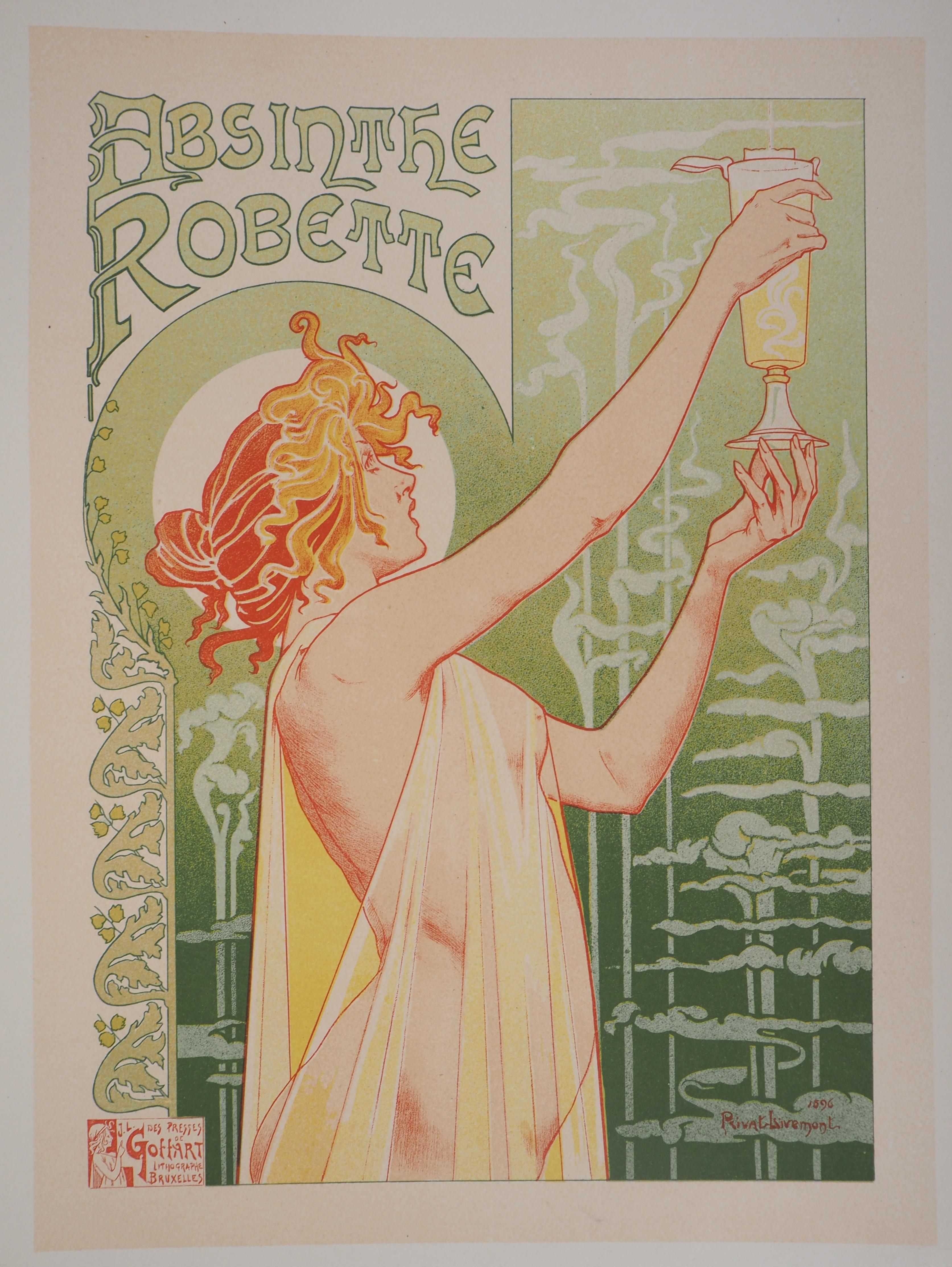 Henri PRIVAT-LIVEMONT Nude Print - Absinthe Robette - Lithograph (Les Maîtres de l'Affiche), Imprimerie Chaix 1897