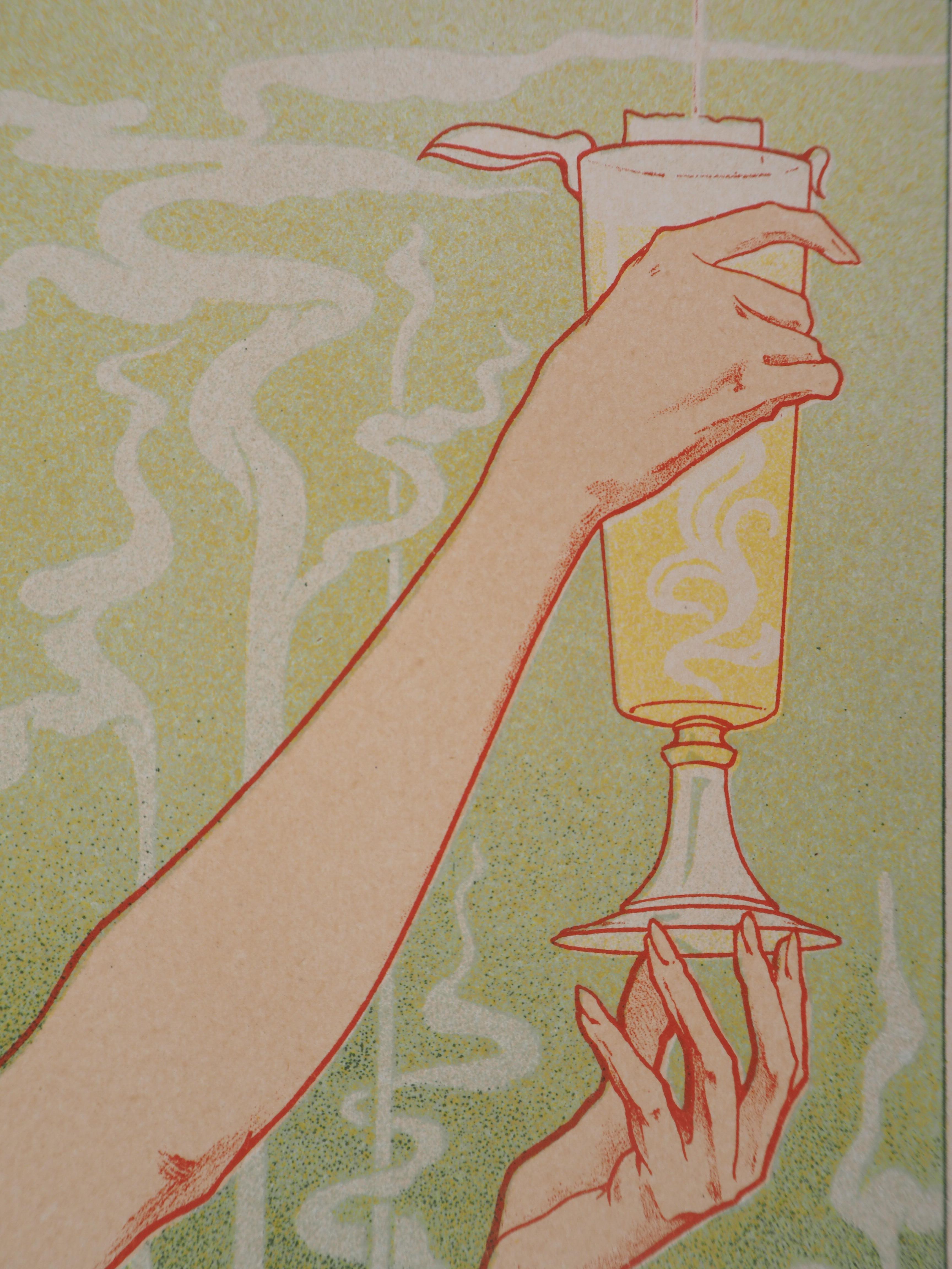 Absinthe Robette - Lithograph (Les Maîtres de l'Affiche), Imprimerie Chaix 1897 - Brown Nude Print by Henri PRIVAT-LIVEMONT