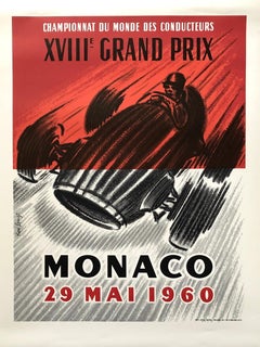 Vintage 18th Grand Prix Automobile Monaco 1960 - Lithographic Poster Signed