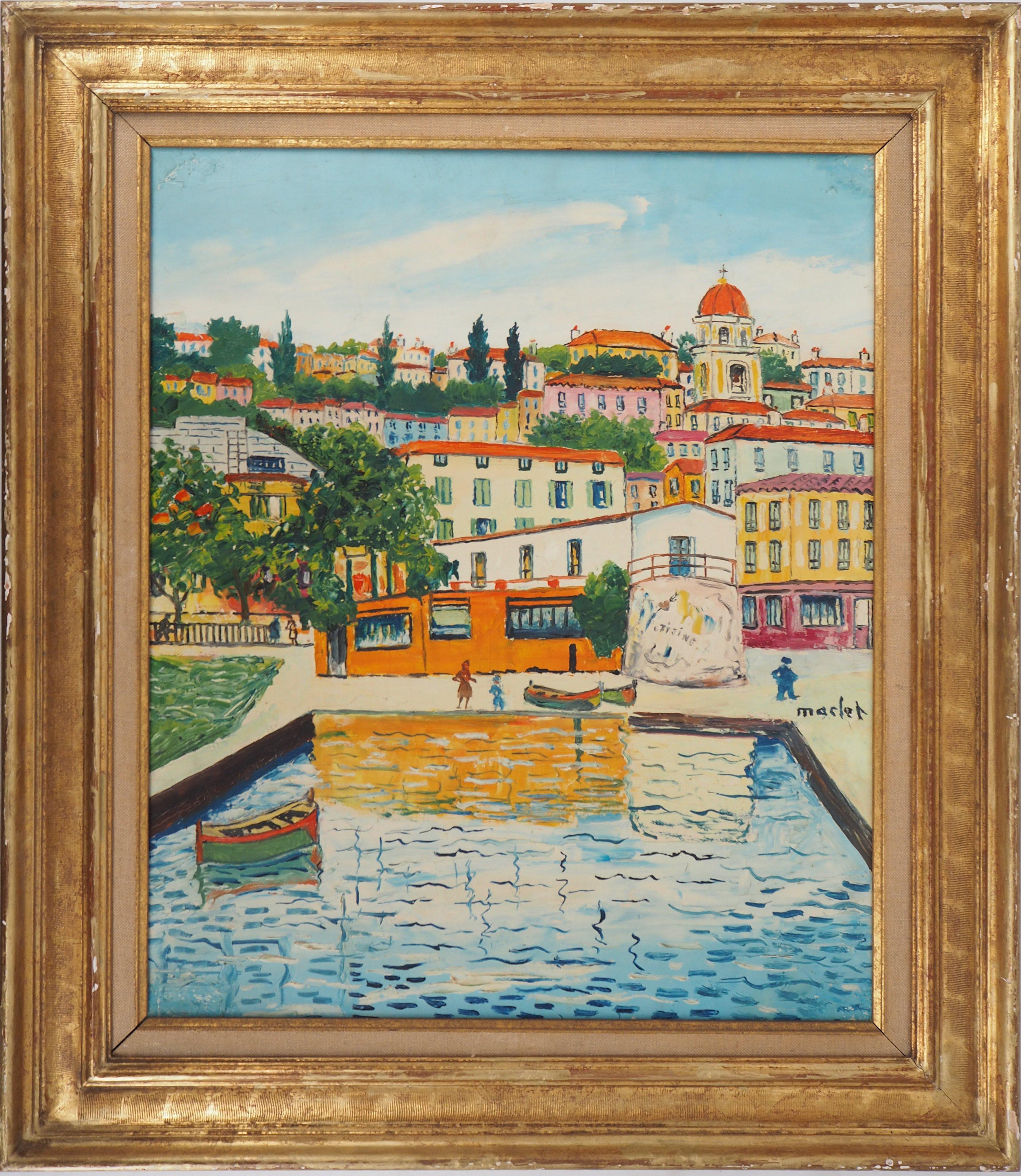 Elisée Maclet Landscape Art - French Riviera : Villefranche sur Mer - Original Oil on Canvas, Handsigned
