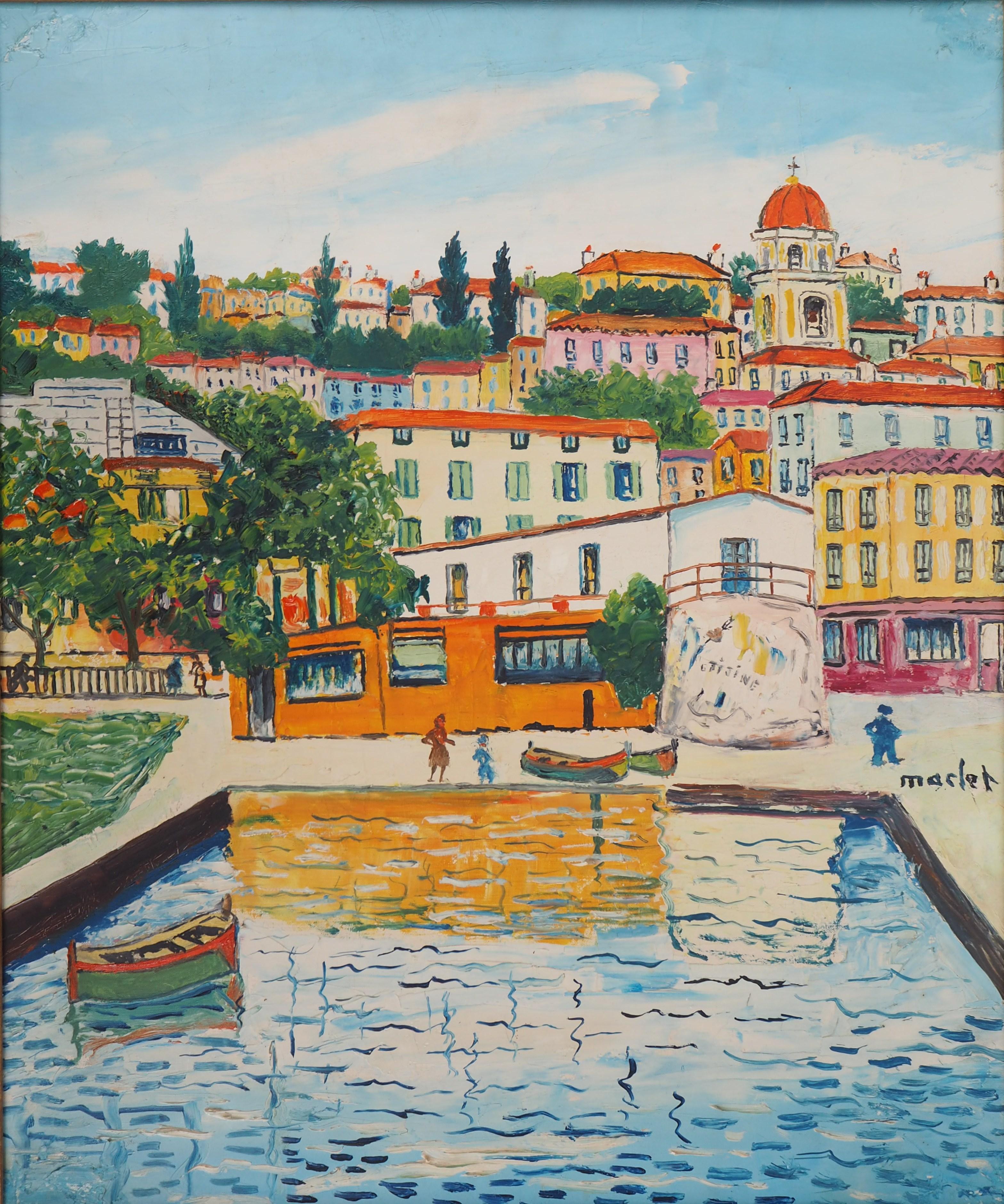 French Riviera : Villefranche sur Mer - Original Oil on Canvas, Handsigned - Modern Art by Elisée Maclet