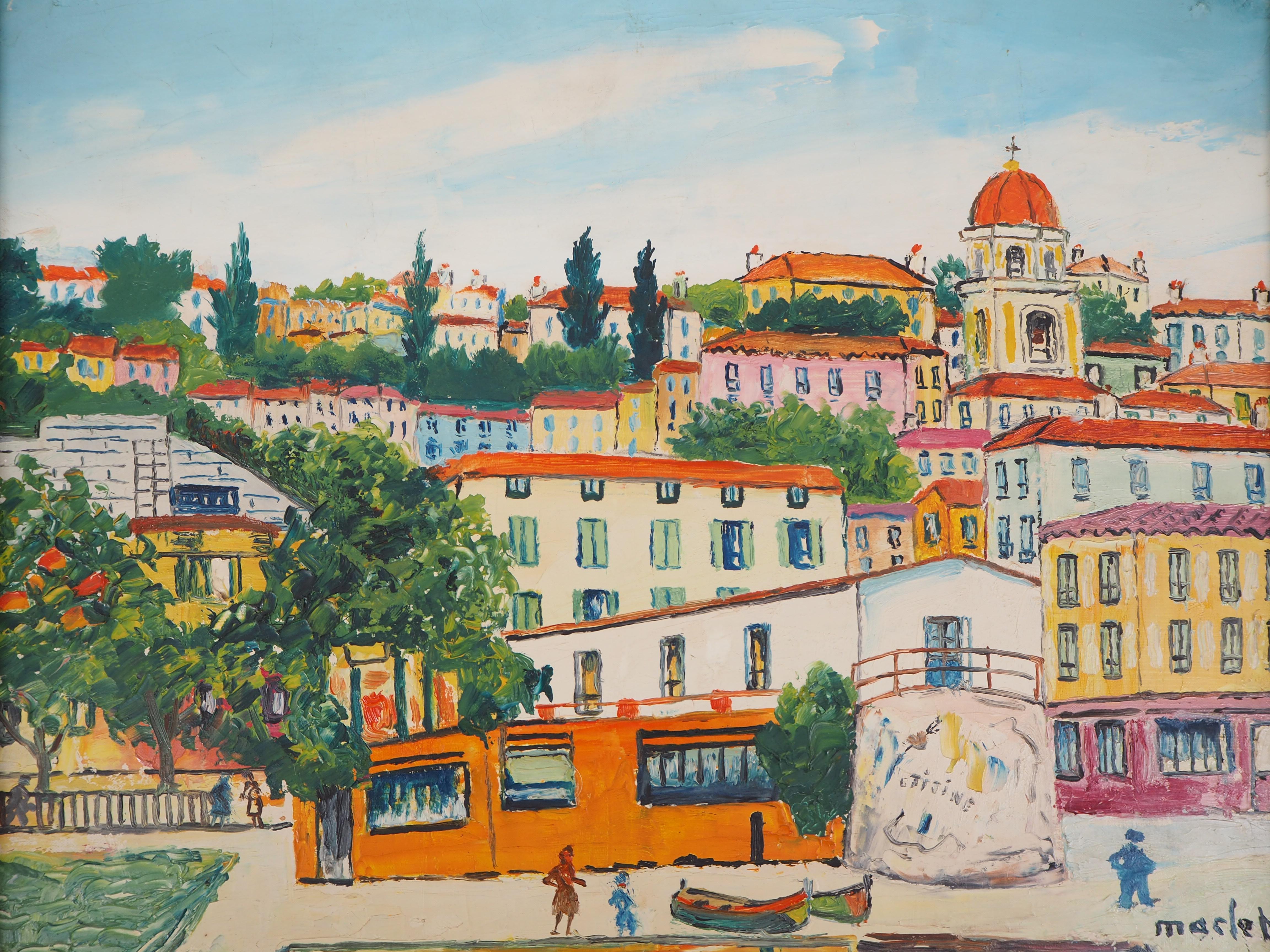 Elisee MACLET
French Riviera : Villefranche sur Mer

Original oil on canvas
Handsigned right middle
On canvas 55 x 46 cm (c. 22 x 18 inch)
Presented in a golden wood frame 71 x 61 cm (c. 28 x 24 inch)

Very good condition, light surface defects in