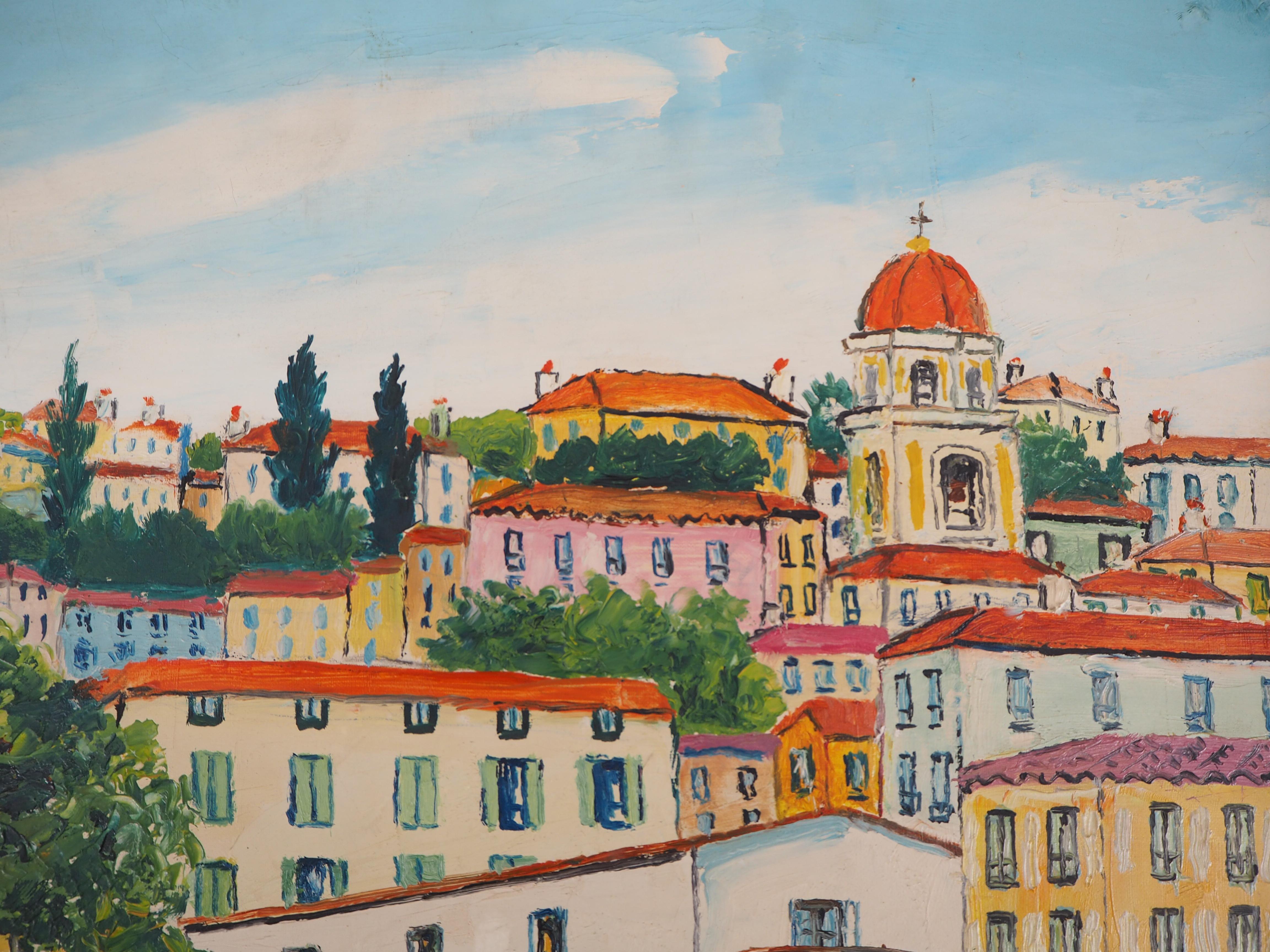 French Riviera : Villefranche sur Mer - Original Oil on Canvas, Handsigned 1