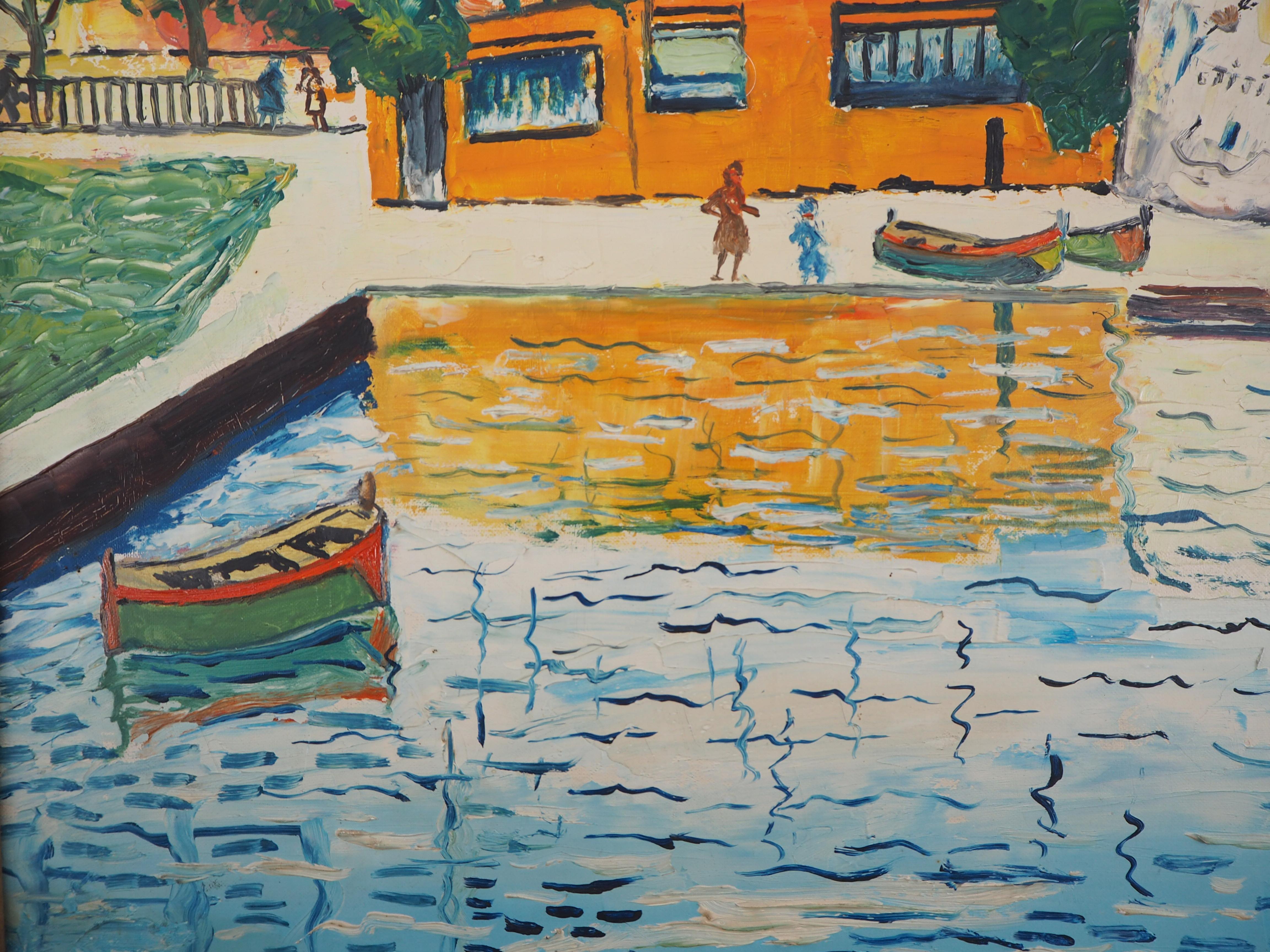 French Riviera : Villefranche sur Mer - Original Oil on Canvas, Handsigned 3