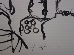 Due tigri al circo - Disegno originale a inchiostro firmato