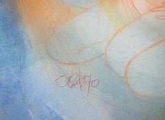 Three Shy Women - Original charcoal drawing, Handsigned