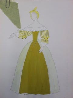 Vintage Cinderella Costume - Original signed drawing and watercolor