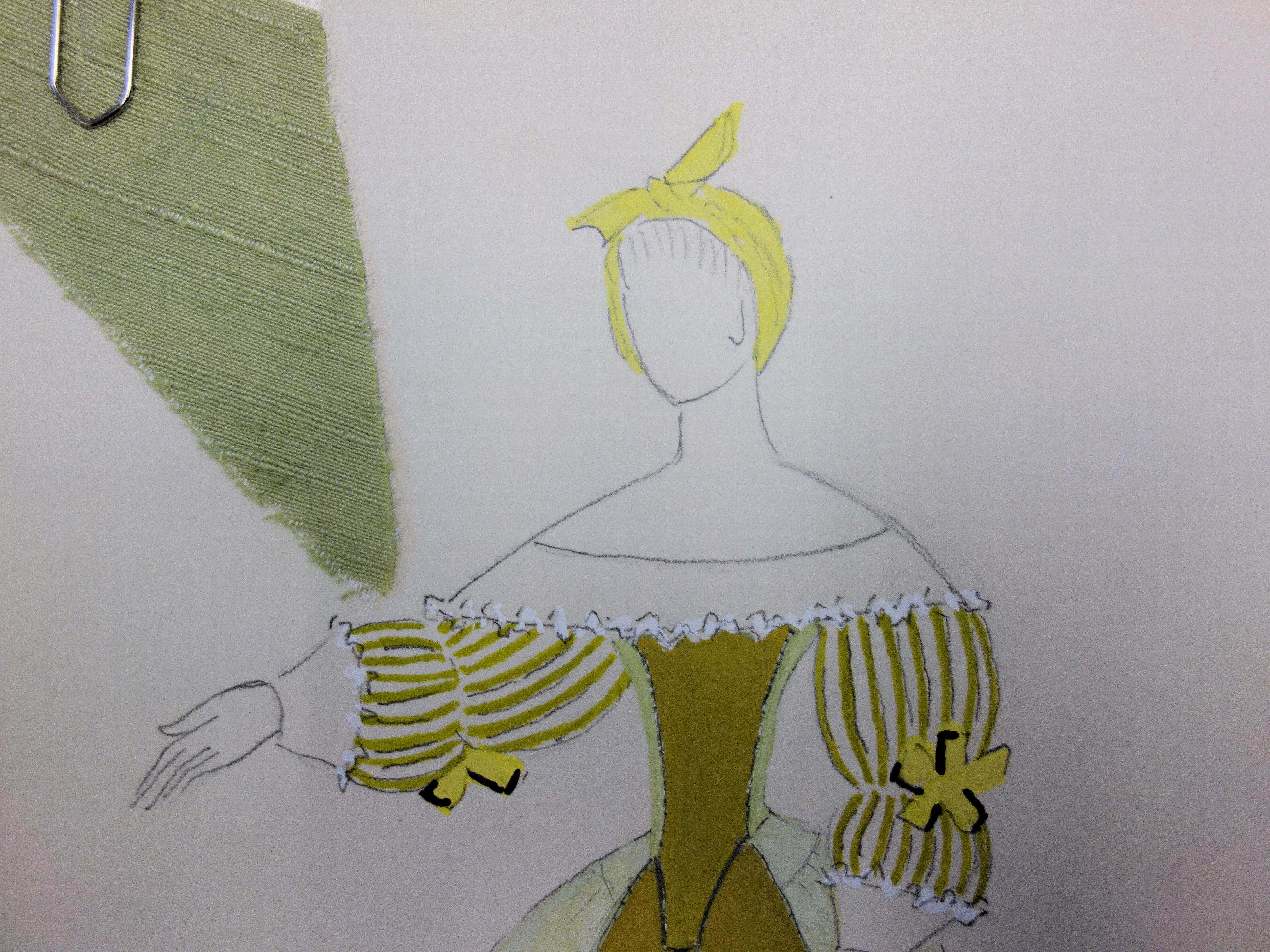 Cinderella-Kostüm - Original signierte Zeichnung und Aquarell (Moderne), Art, von Suzanne Lalique