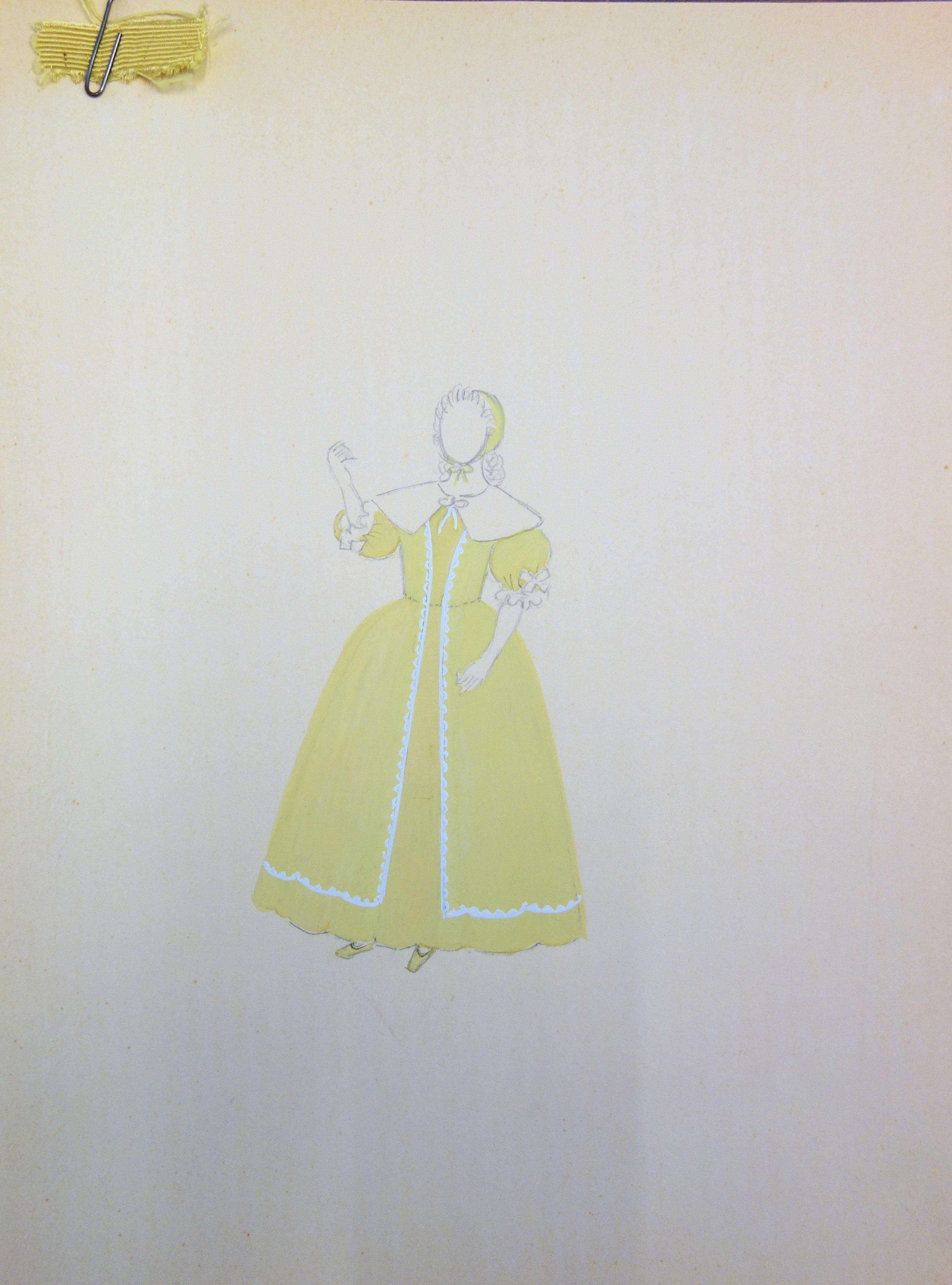 Traditionelles gelbes Kleid - Original-Aquarell (Moderne), Art, von Suzanne Lalique