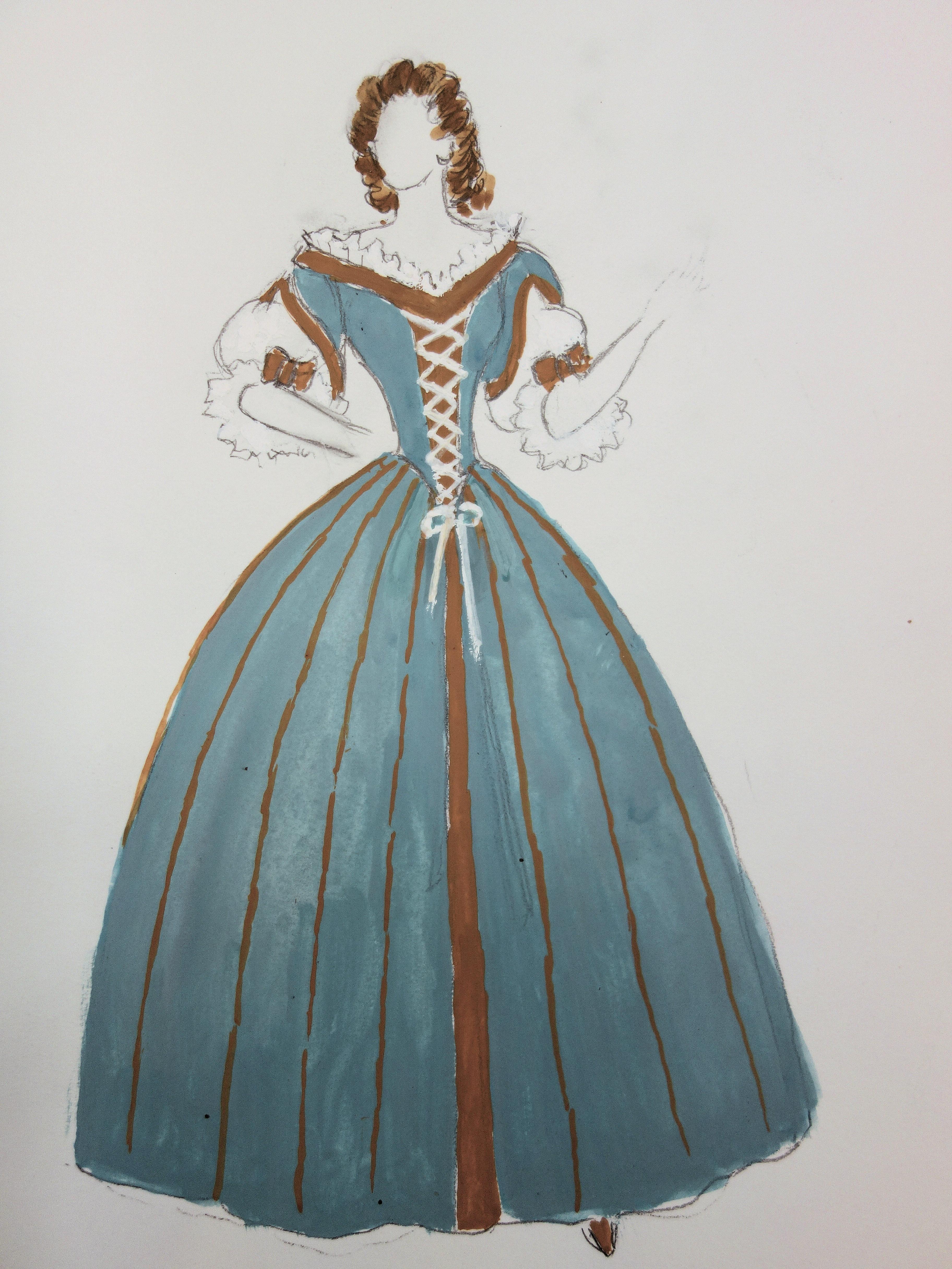Suzanne LALIQUE - XVIII Century Women Costume- Original signed  - Art by Suzanne Lalique