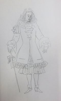 King's Courtier Costume, Original Pencil Drawing