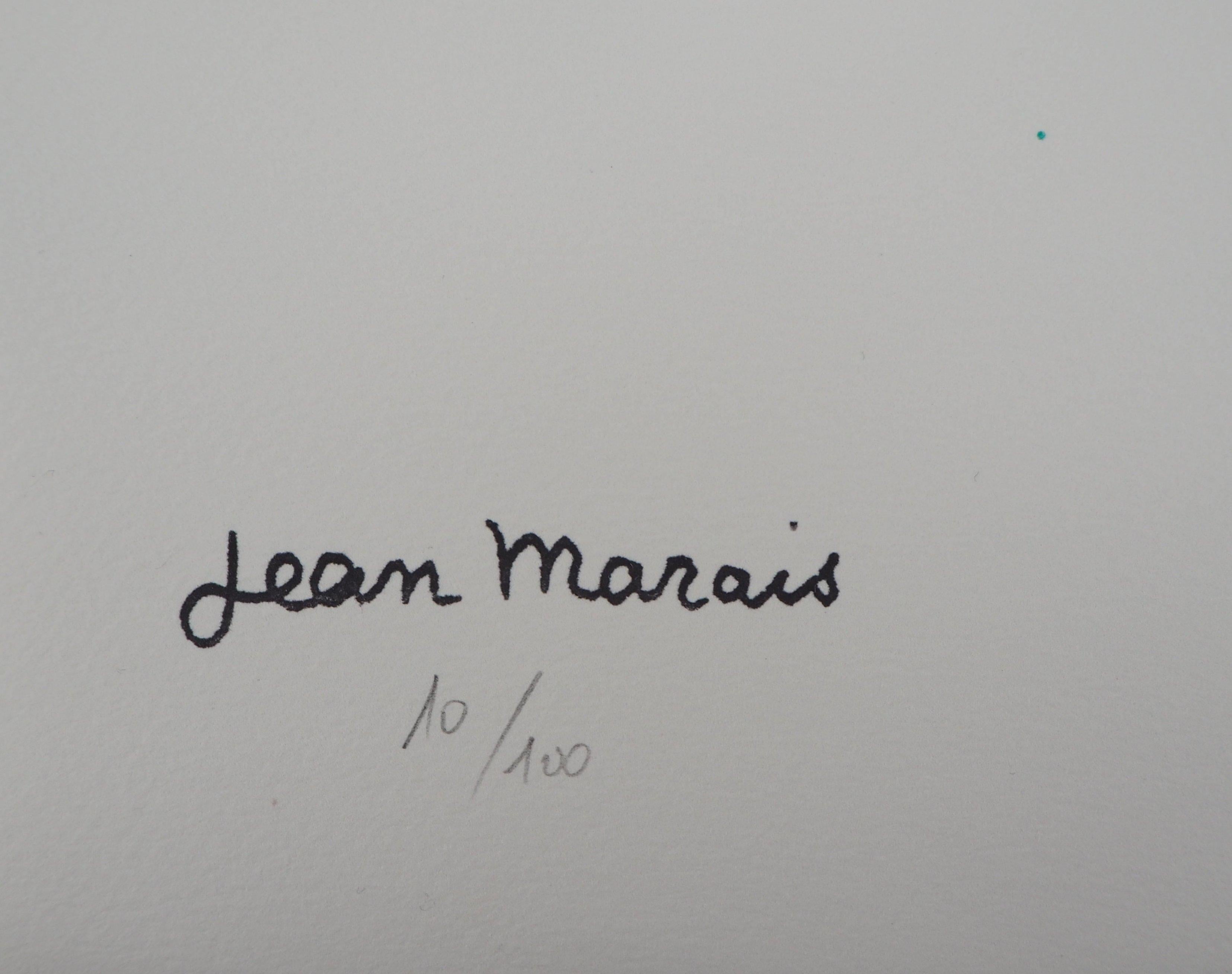 Portrait de mon ami Jean Cocteau - Lithographie, numérotée /100 - Print de Jean Marais