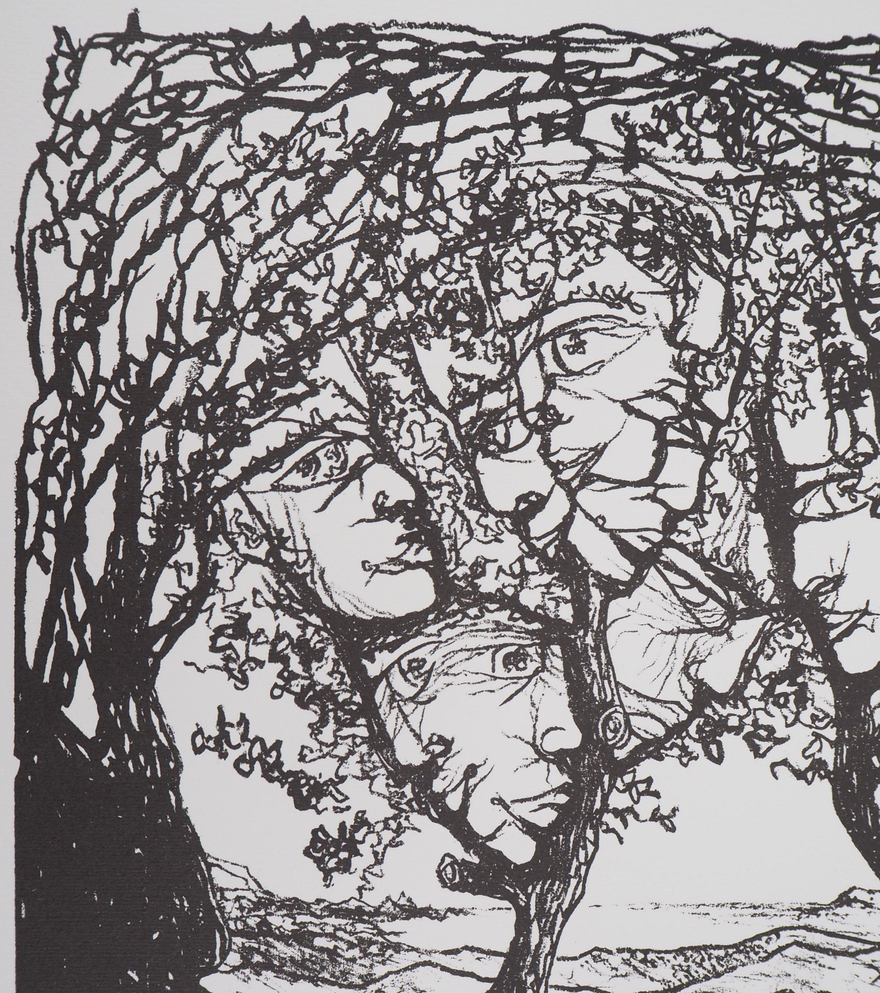 Surrealist Landscape : Faces of the Forrest - Lithograph, Numbered /100 2