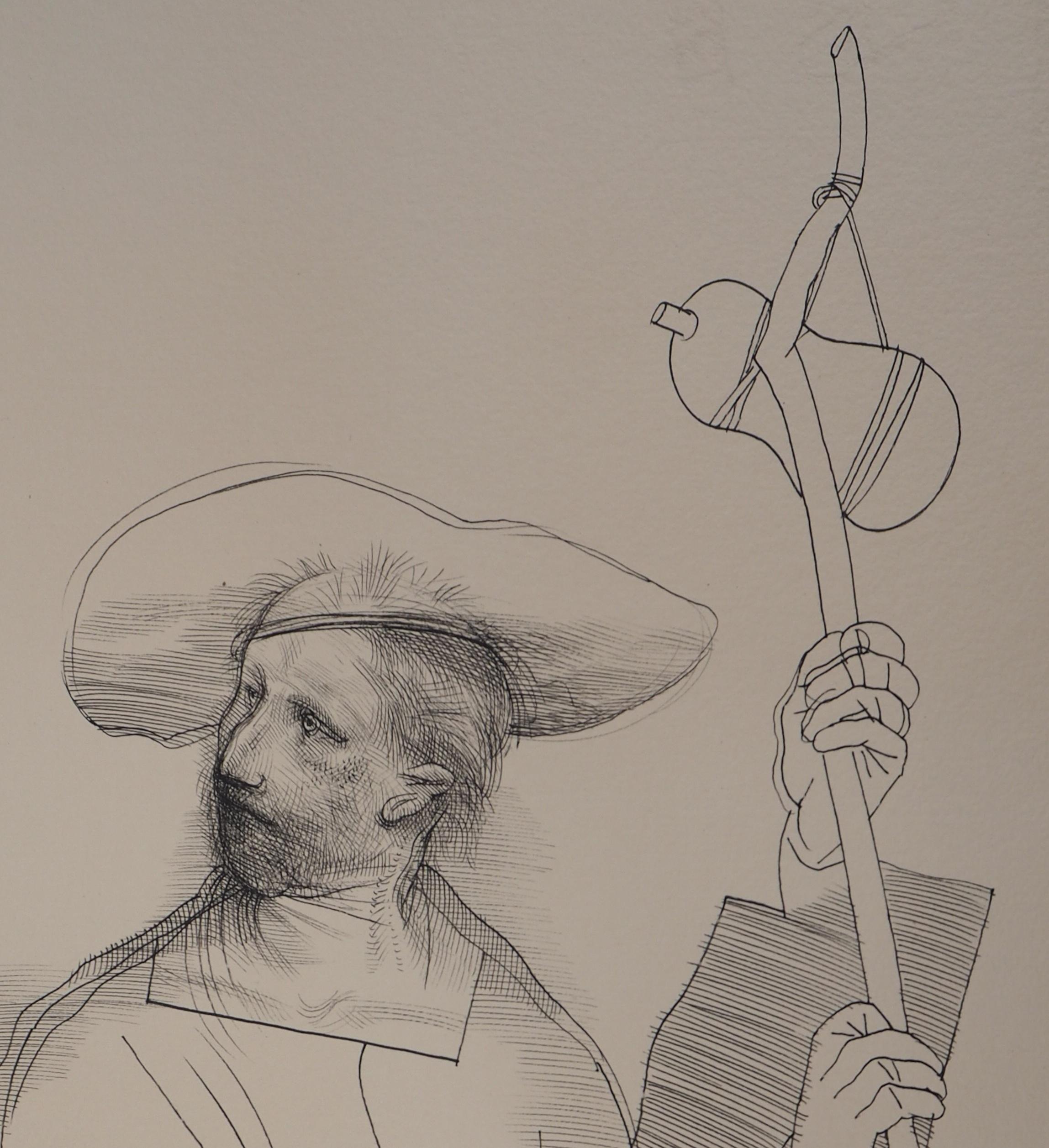 Lovers and Pilgrim - Original ink drawing, Handsigned For Sale 1