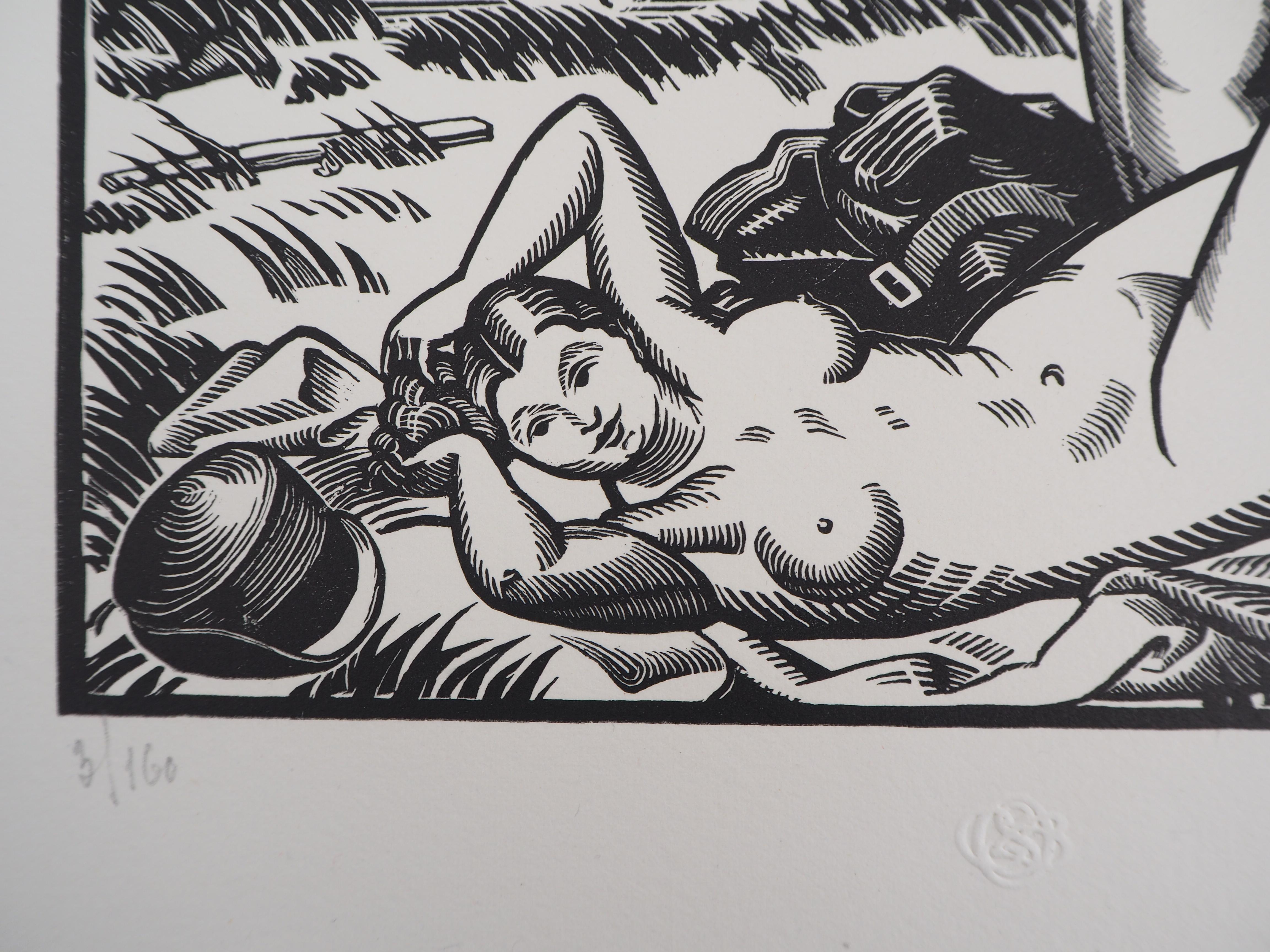 Tribute to Cezanne : The Bathers - Original wooodcut, Handsigned - Art Deco Print by Paul Vera