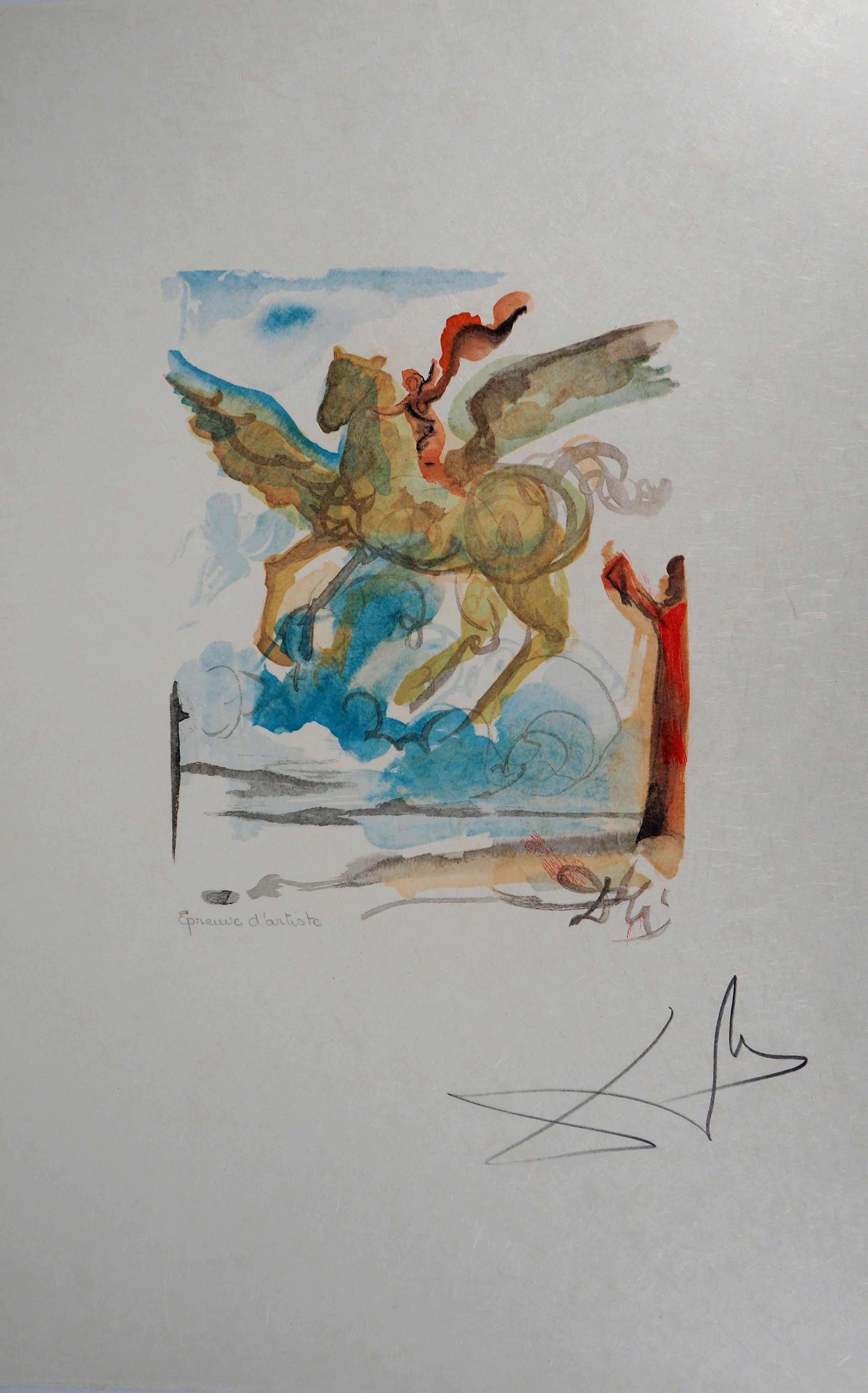 Salvador Dalí Figurative Print -  Pegasus (Generous Steed) - Original Woodcut, Handsigned (Field #79-2 J)