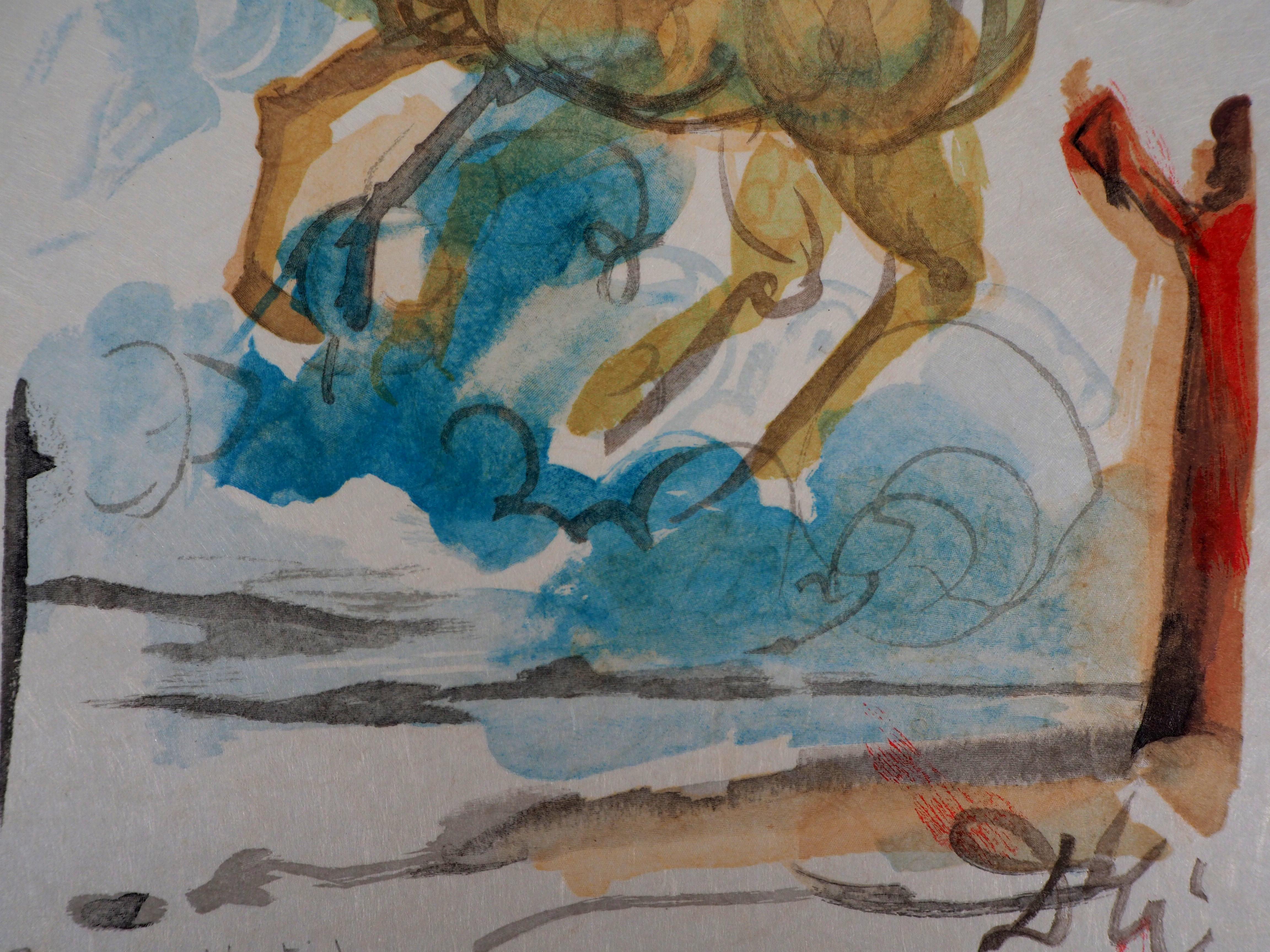  Pegasus (Generous Steed) - Original Woodcut, Handsigned (Field #79-2 J) - Gray Figurative Print by Salvador Dalí