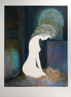 Nude Under the Moon - Original Lithograph, Handsigned
