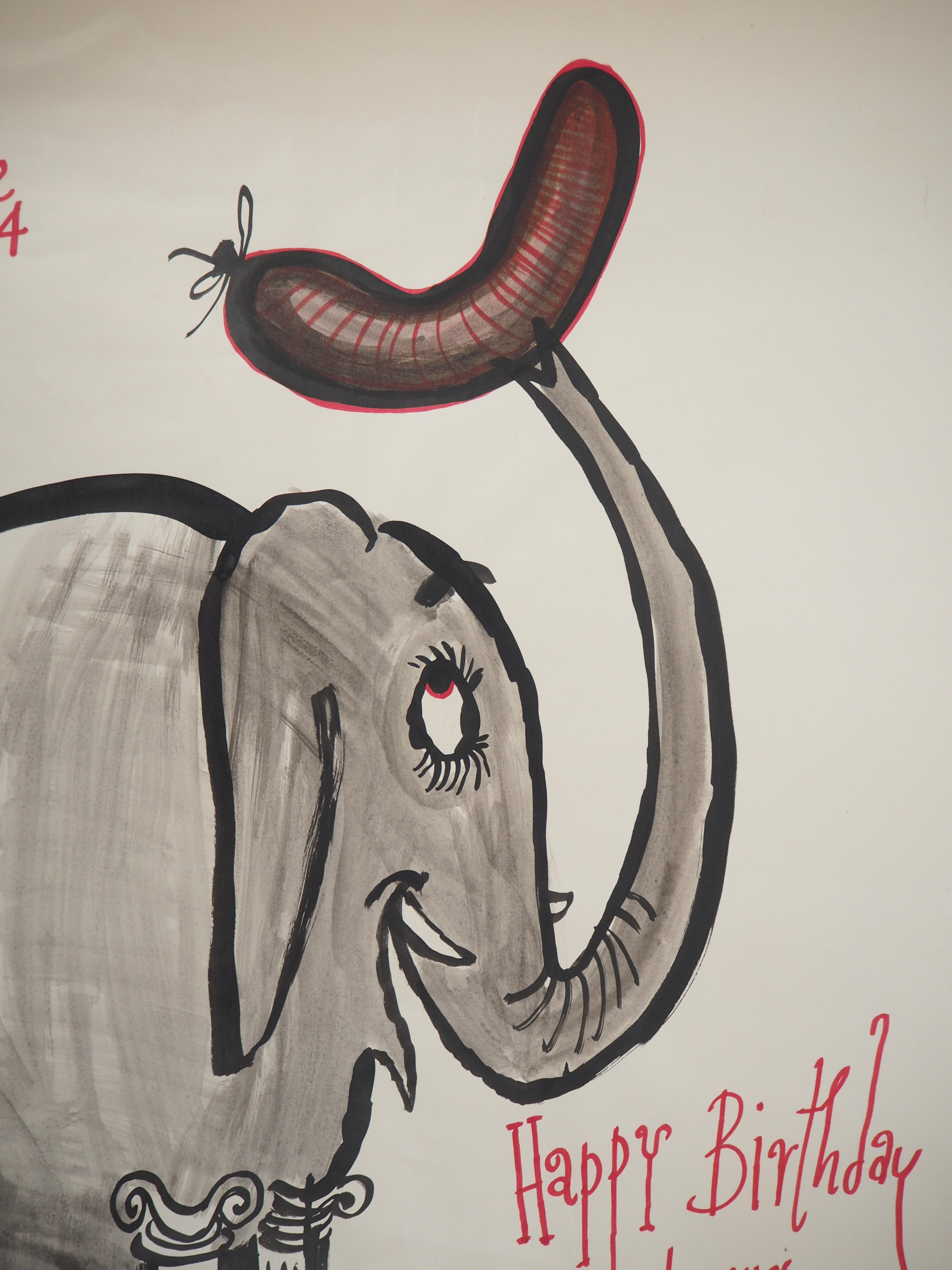 elefante dibujo realista a color