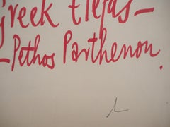 Éléphant mangeant de l'éléphant - dessin original à l'encre et à l'aquarelle, signé