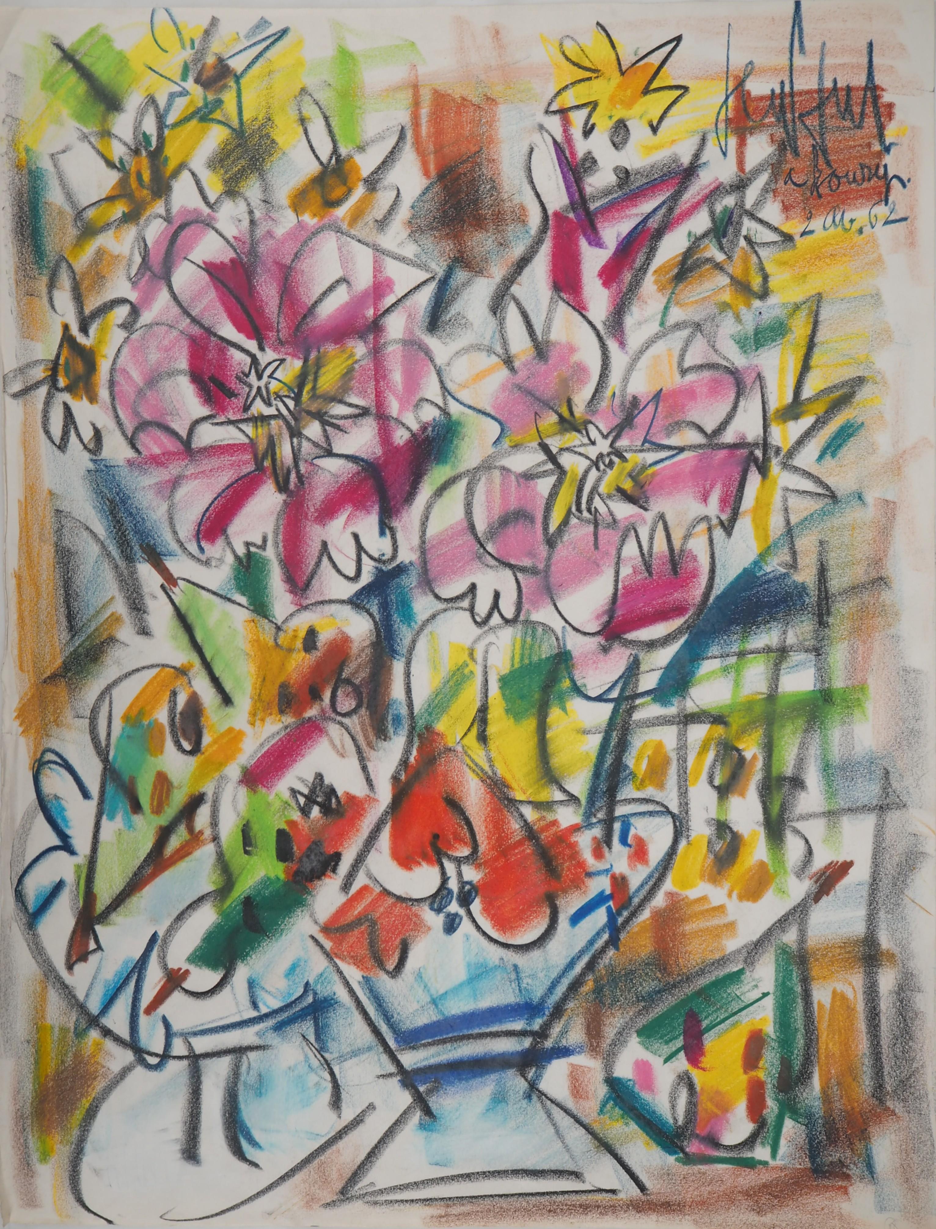 Gen Paul Colorful Flowers Original Handsigned Oil Painting For Sale