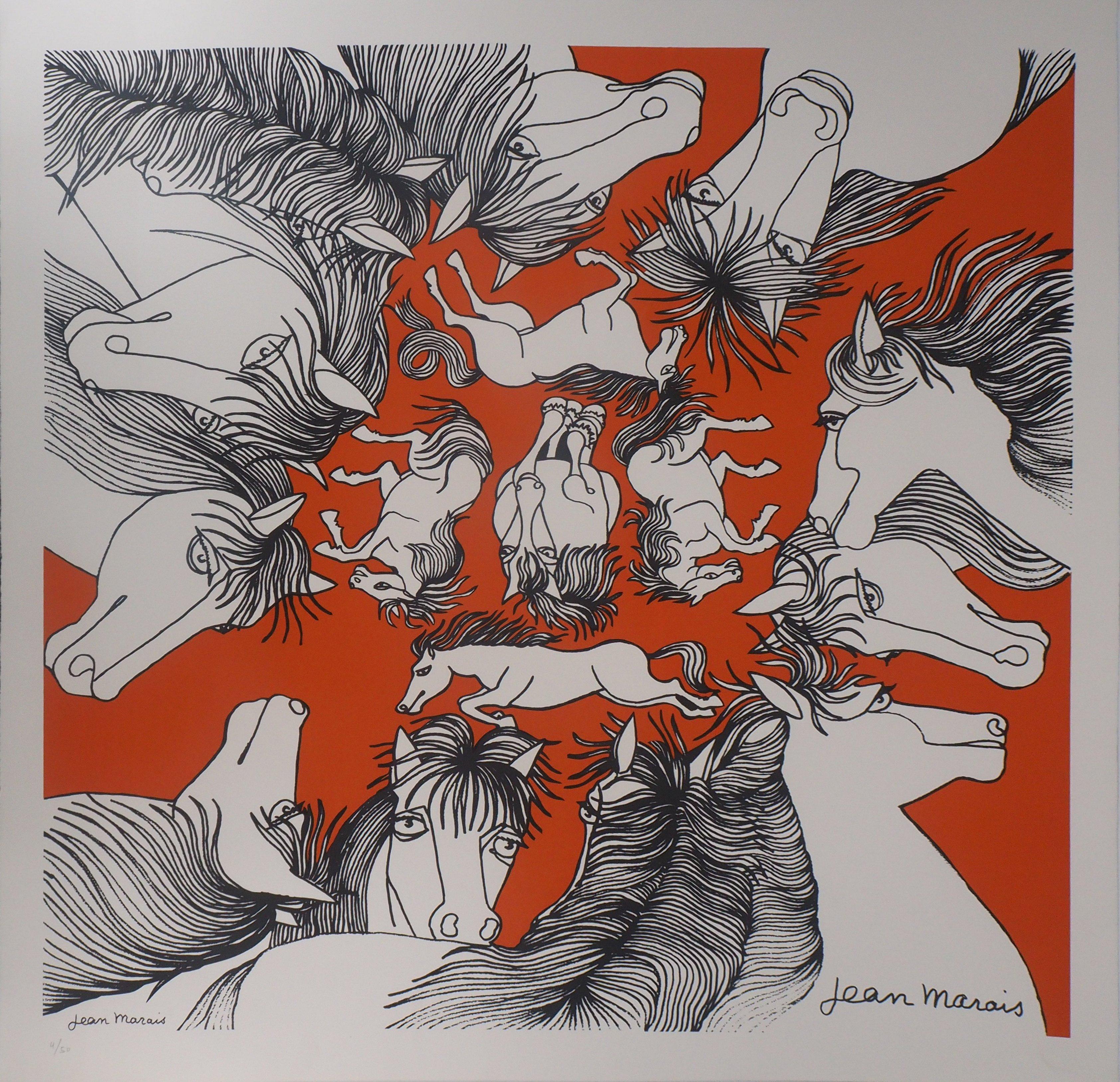 Jean Marais Animal Print - Horses - Lithograph, Ltd 50 copies