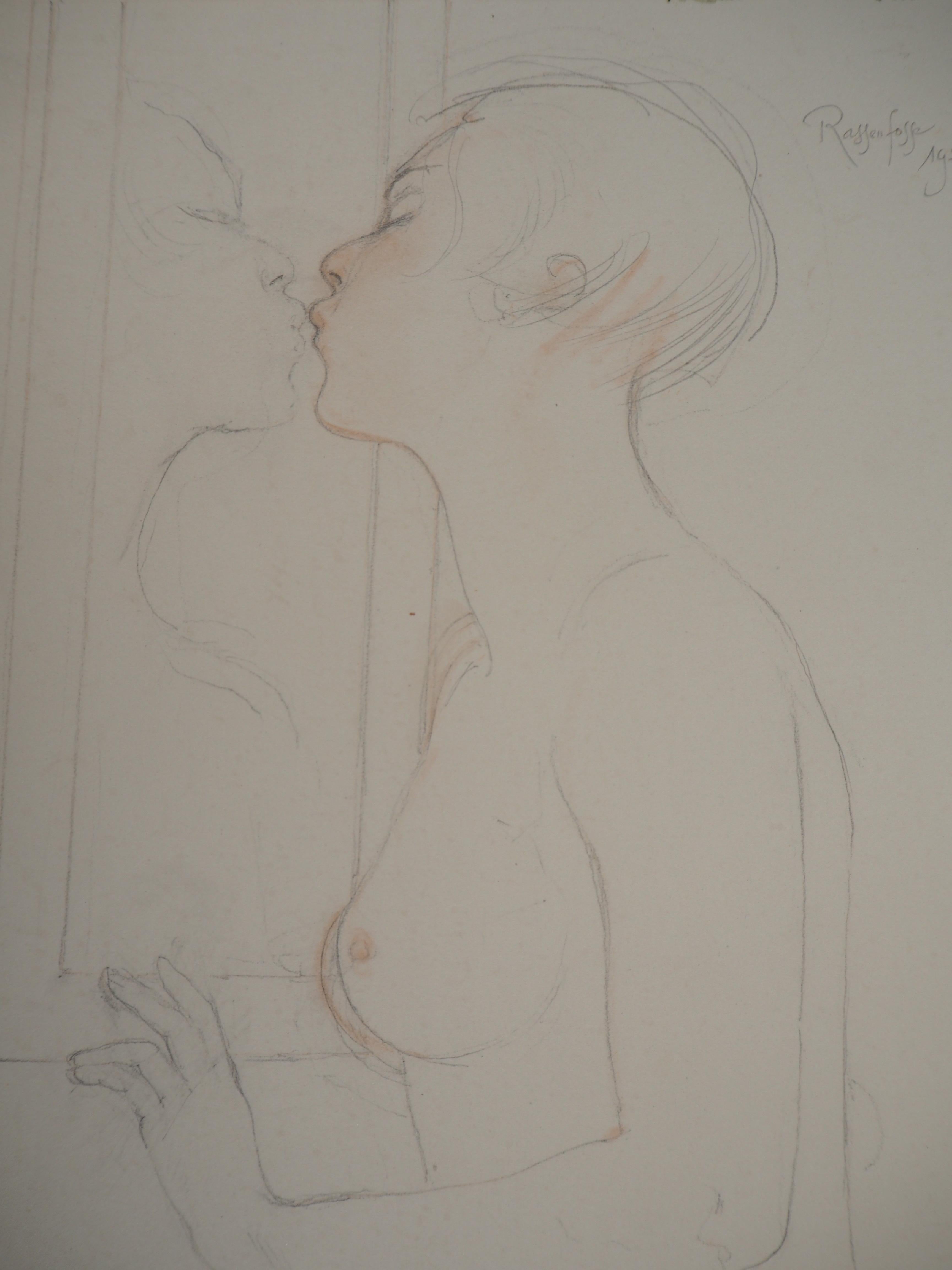 In Love with the Mirror - Original drawing, Handsigned - Modern Art by Armand Rassenfosse