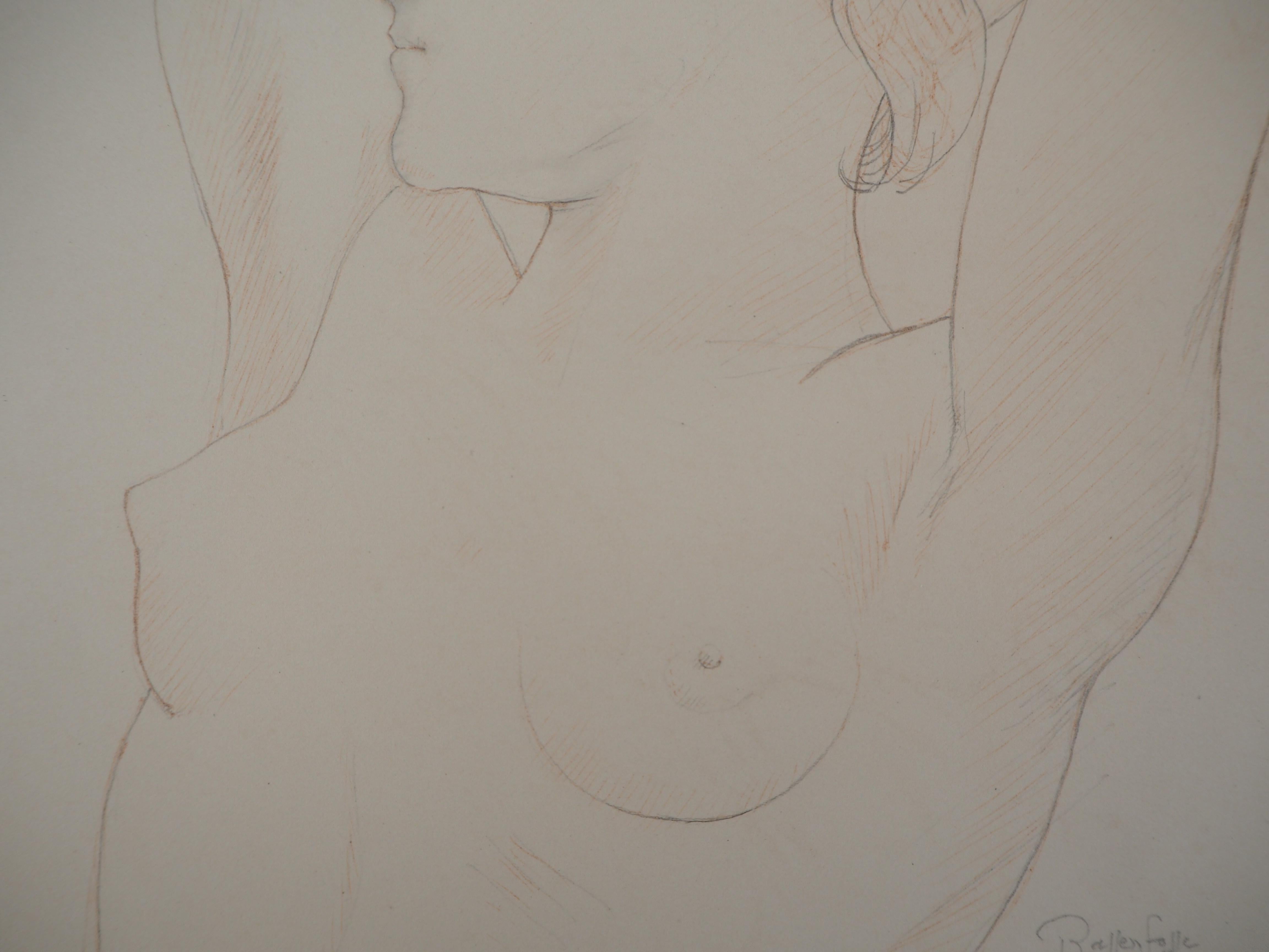 Stretching Nude - Original drawing, Handsigned 2
