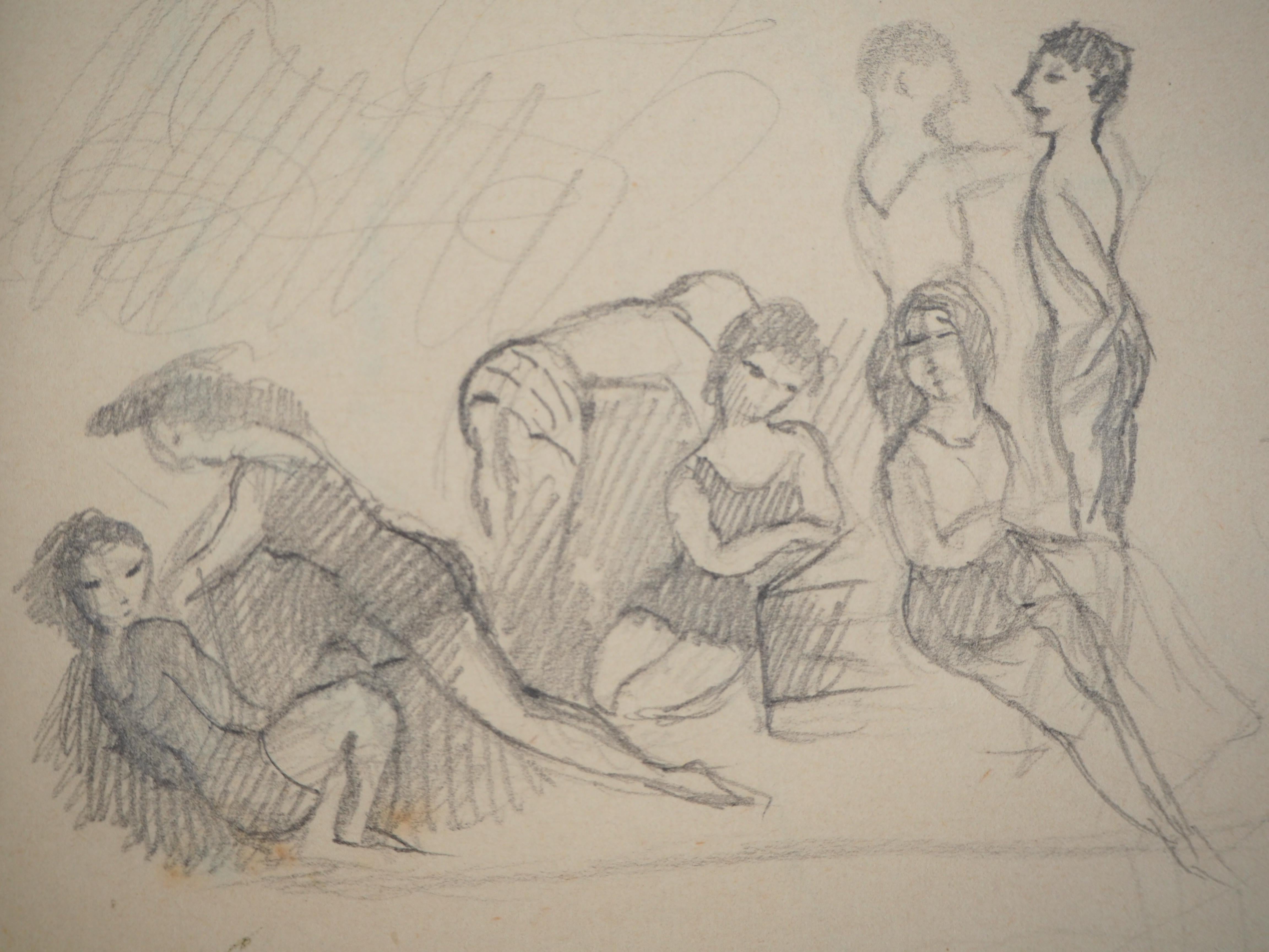 Marie LAURENCIN
Été : Filles et garçons à la plage

Dessin original
Signé avec le cachet de l'artiste
Sur papier 10 x 16 cm (environ 3,93 x 6,2 in)

Très bon état, le papier légèrement jauni