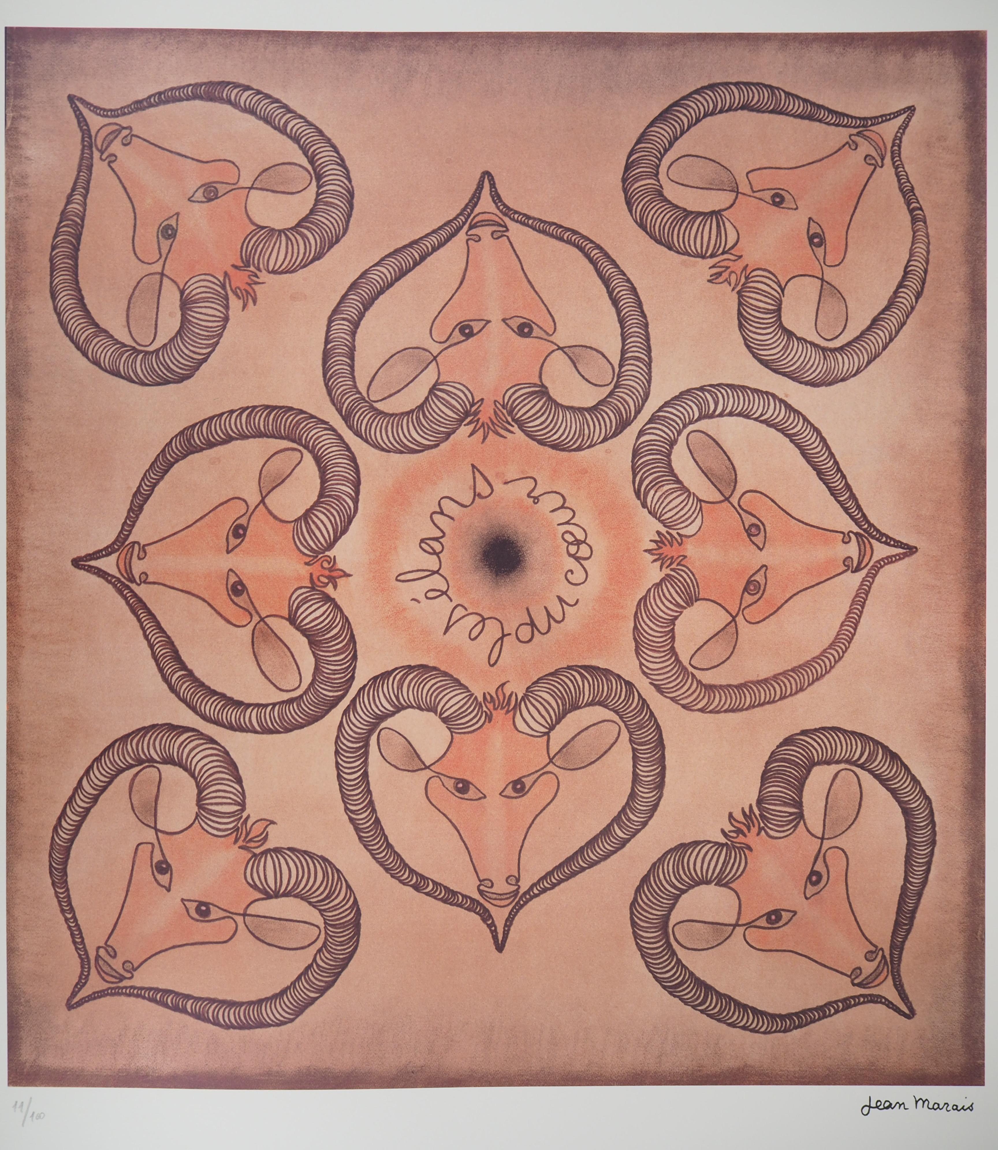Astrologie und Tierkreiszeichen: Aries „“Impulses of the Heart““ – Lithographie, Ltd 100 Exemplare (Moderne), Print, von Jean Marais