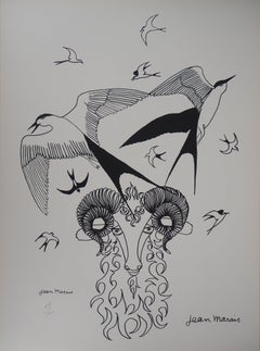 Ram and Swallows - Lithograph, Ltd 100 copies