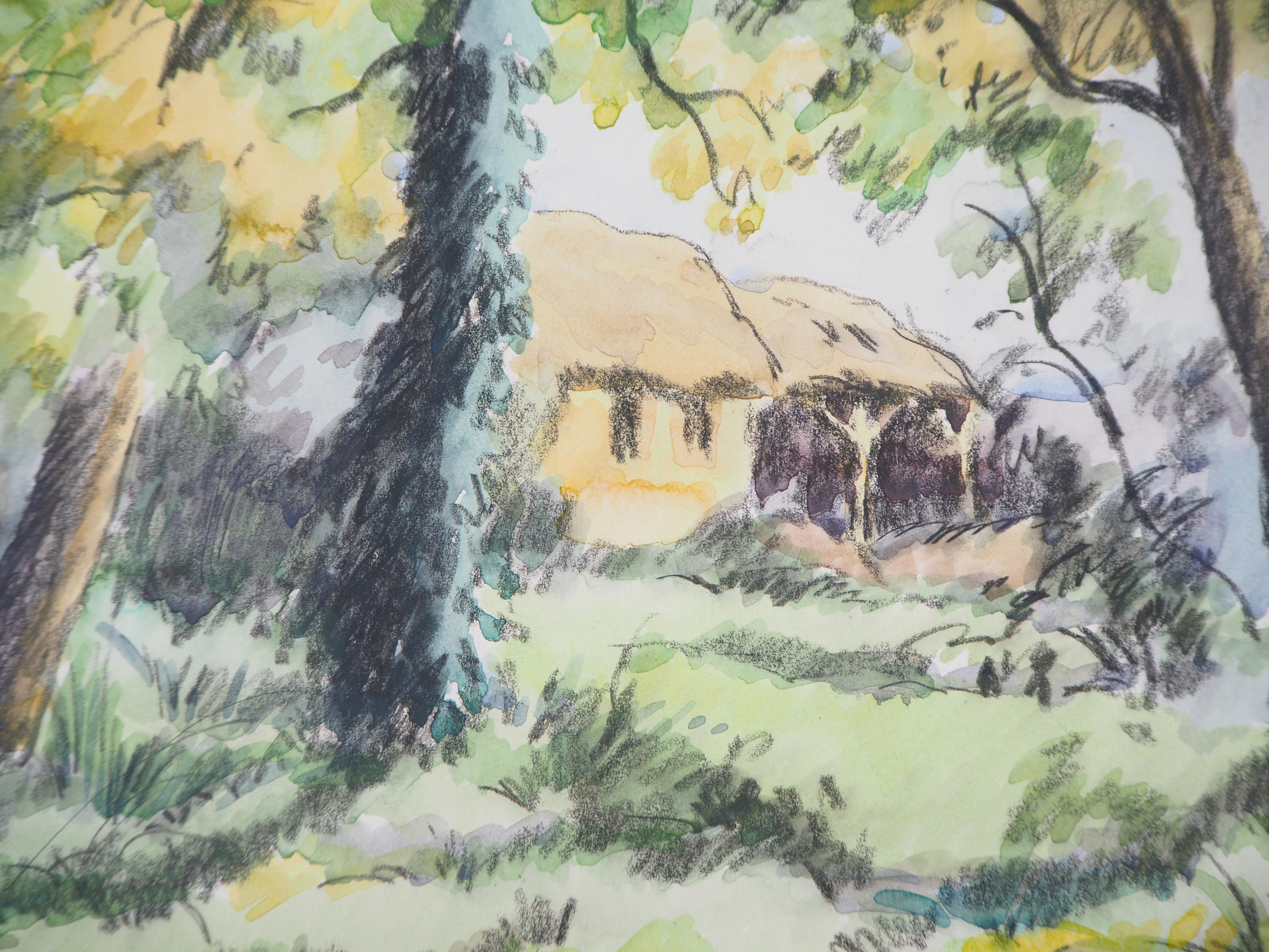 paintings of cottages in the woods