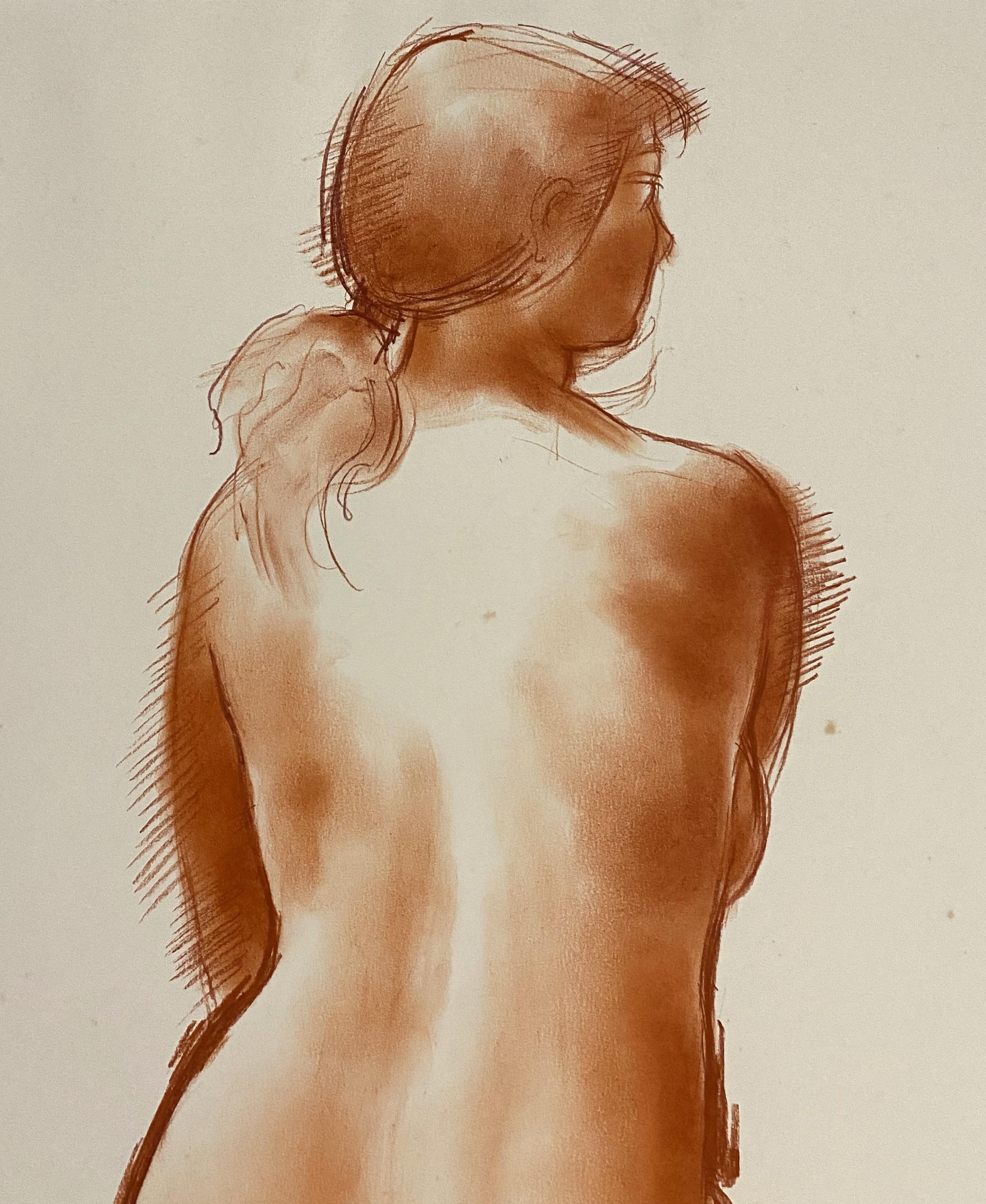 Sitted Nude - Original handsignierte Zeichnung in Aktform im Angebot 1