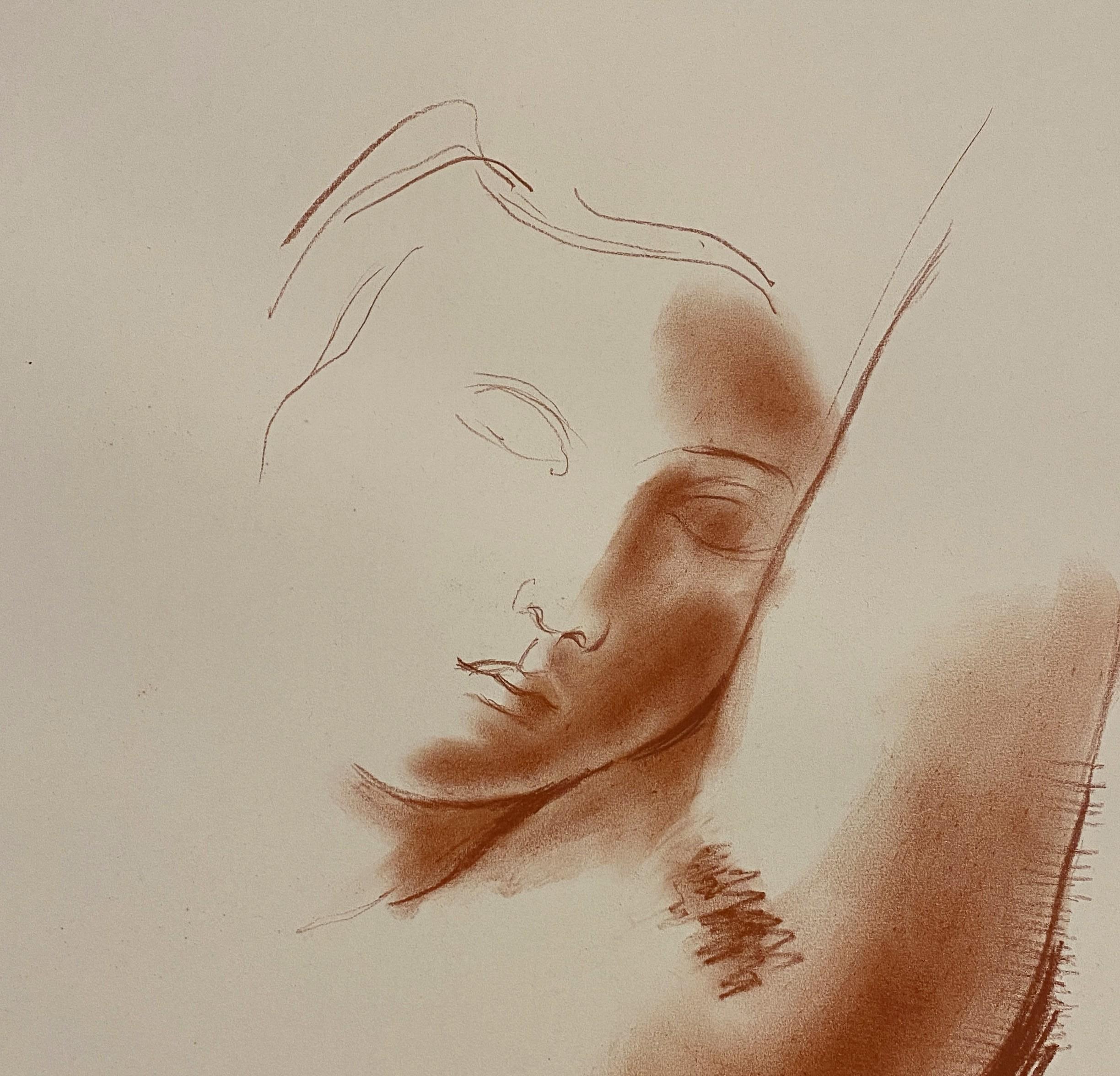 Antoniucci VOLTI
Porträt einer Frau 

Originalzeichnung in Sanguiné (Holzkohle)
Signiert unten links
Auf Papier und Karton, Format 64,5 x 50 cm (26 x 20 inch)

Guter Zustand, ein kleiner Einriss am linken Rand (siehe Bild)