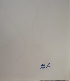 Amantes - Dibujo original a tinta y lápiz, 1953