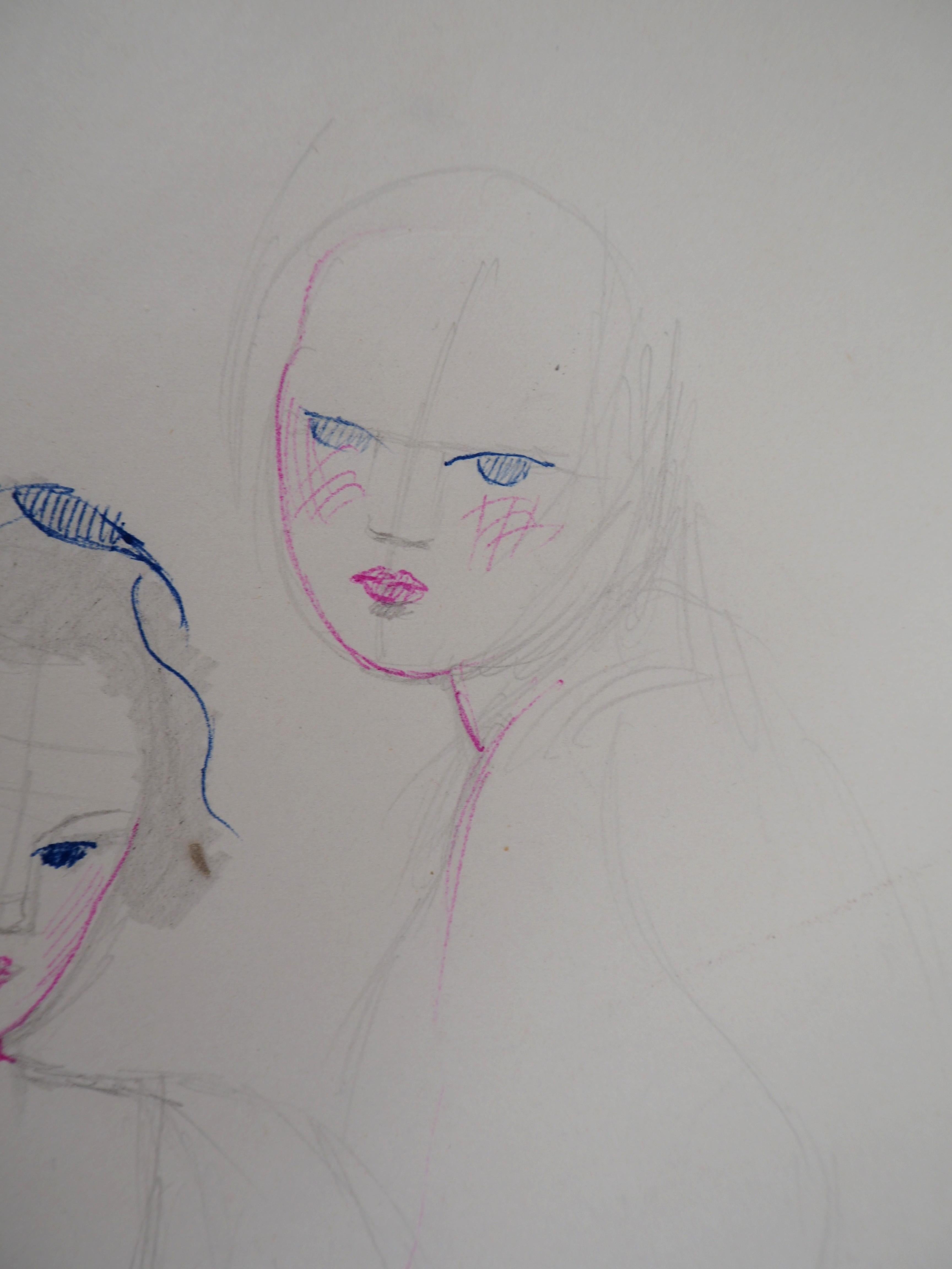 Marie Laurencin
Amanti, 1953

Disegno originale a inchiostro e matita 
Timbro firmato dall'artista
Su carta 24,5 x 19,5 cm (circa 9,6 x 7,6 pollici)

Buone condizioni, un piccolo strappo sul bordo destro e piccoli segni di manipolazione sui bordi.
